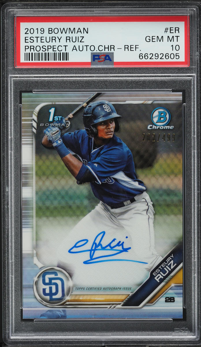 2019 Bowman Chrome Refractor Esteury Ruiz ROOKIE AUTO /499 #CPAER PSA 10 GEM