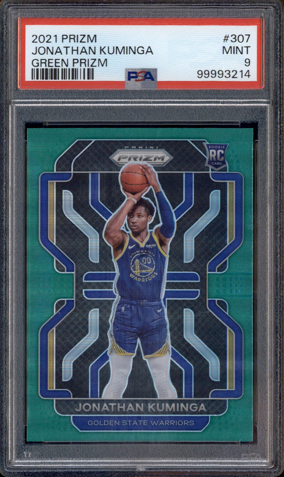 2021 Panini Prizm Green Prizm #307 Jonathan Kuminga RC Rookie PSA 9