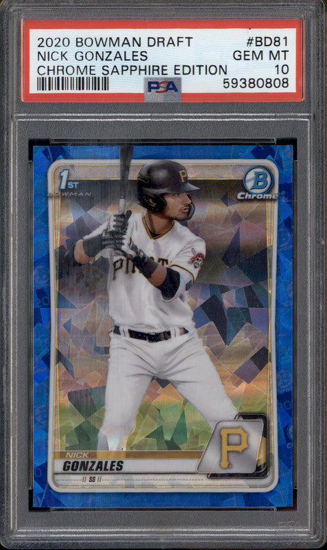 2020 Bowman Chrome Sapphire Edition #BD81 Nick Gonzales RC PSA 10