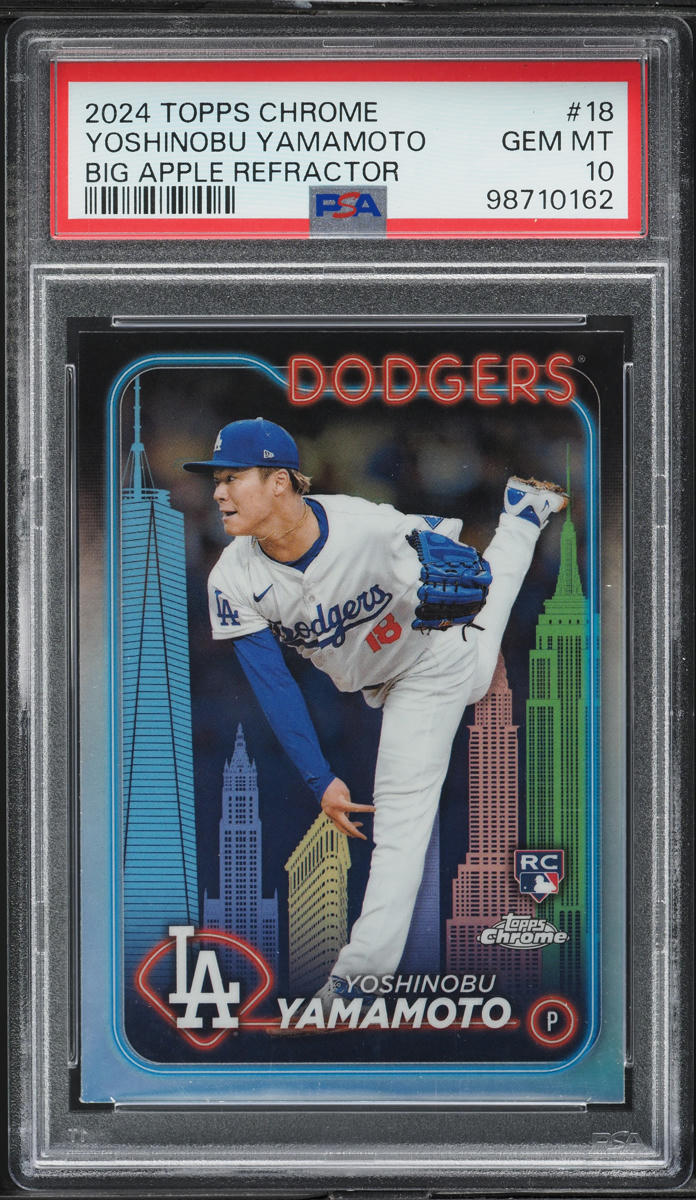 2024 Topps Chrome Big Apple Refractor Yoshinobu Yamamoto ROOKIE #18 PSA 10 GEM