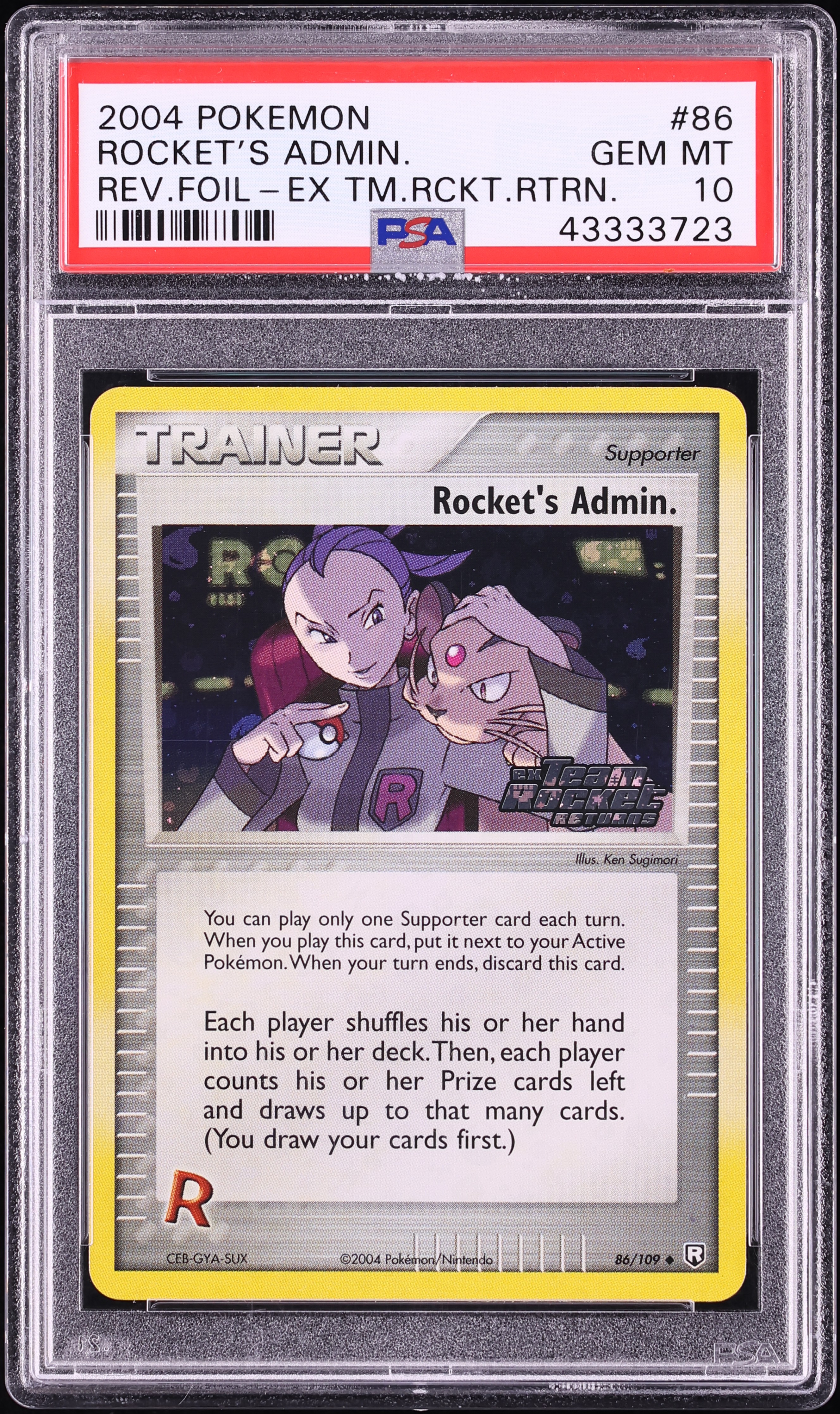2004 Pokemon EX Team Rocket Returns Reverse Holo Rocket's Admin #86 PSA 10 GEM MINT