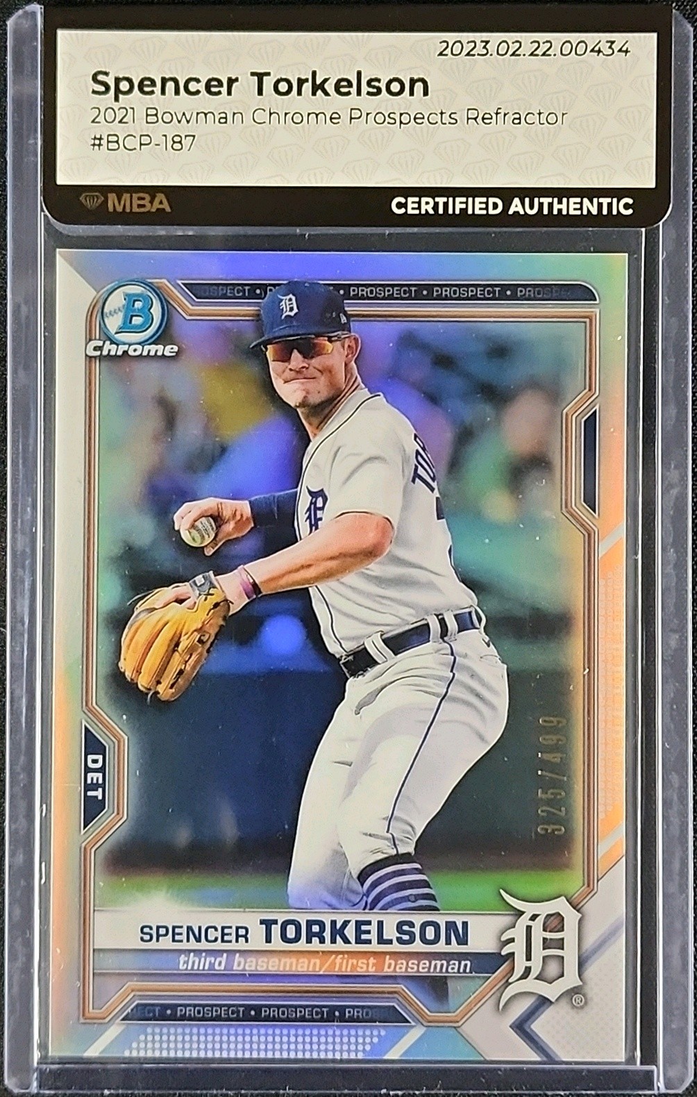 2021 Bowman Chrome Refractor Spencer Torkelson ROOKIE /499 #BCP-187 MBA AUTH
