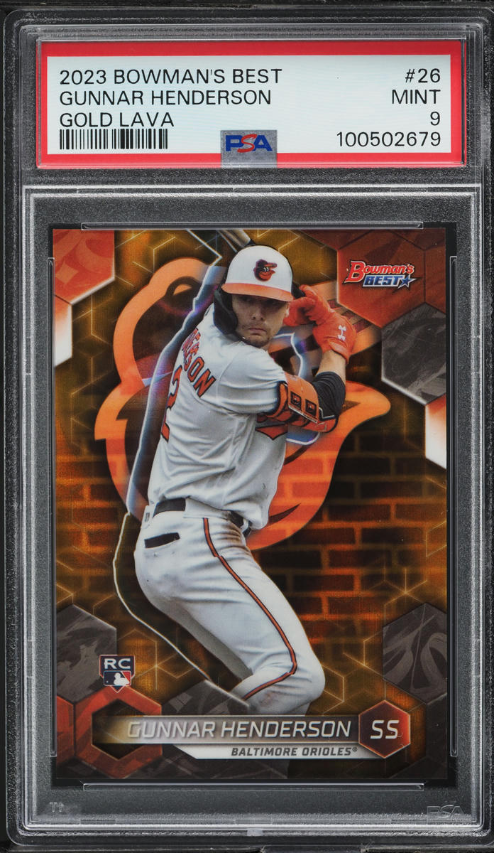 2023 Bowman's Best Gold Lava Refractor Gunnar Henderson ROOKIE /75 #26 PSA 9