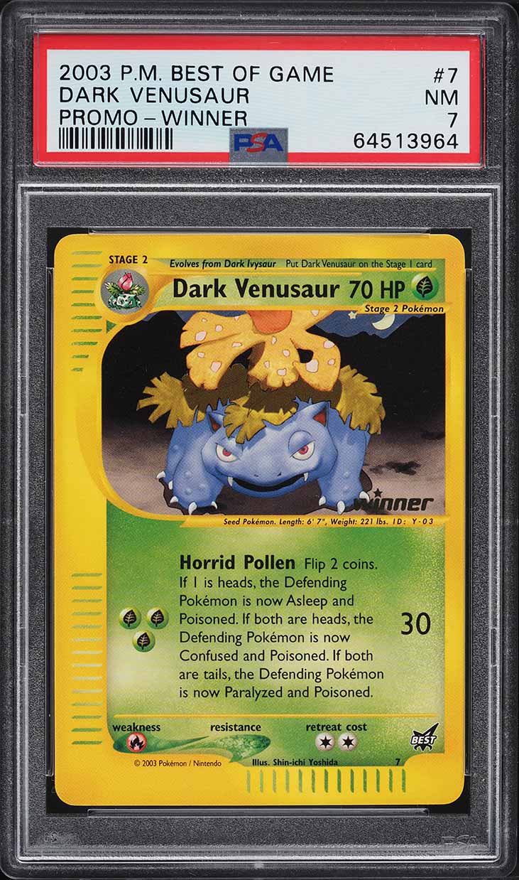 2003 Pokemon Best Of Game Promo Winner Dark Venusaur #7 PSA 7 NRMT