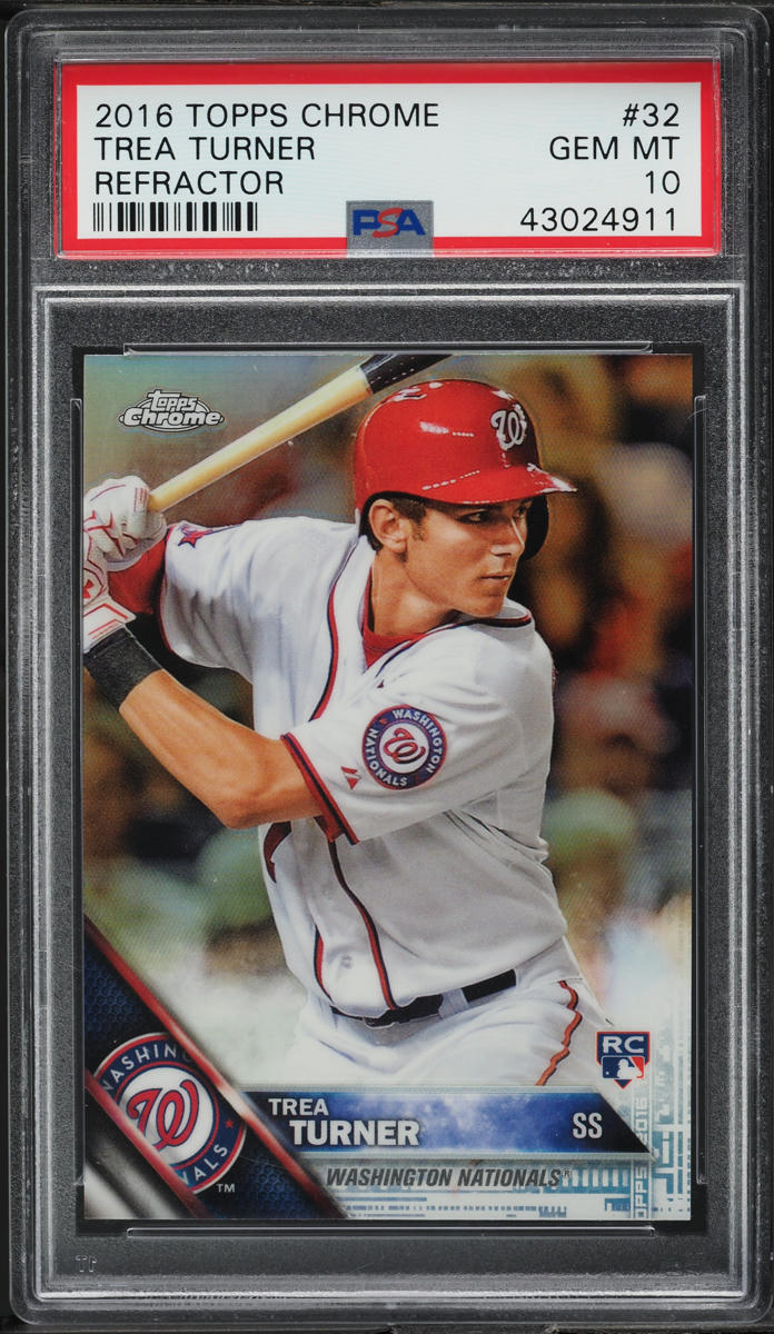 2016 Topps Chrome Refractor Trea Turner ROOKIE #32 PSA 10 GEM MINT