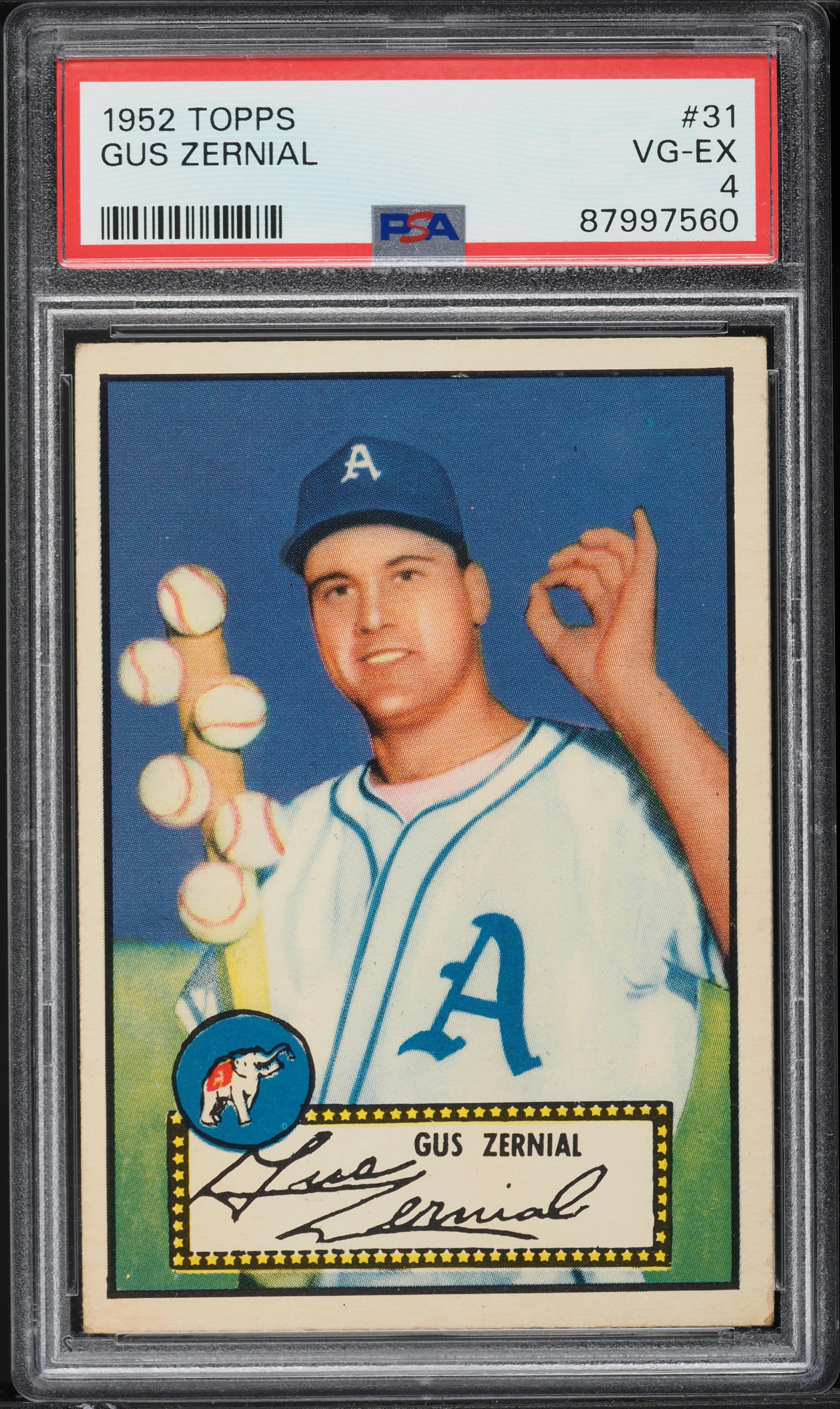 1952 Topps Gus Zernial #31 PSA 4 VGEX