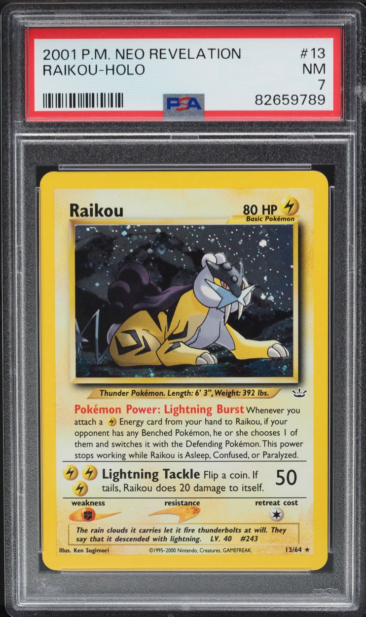 2001 Pokemon Neo Revelation Holo Raikou #13 PSA 7 NRMT