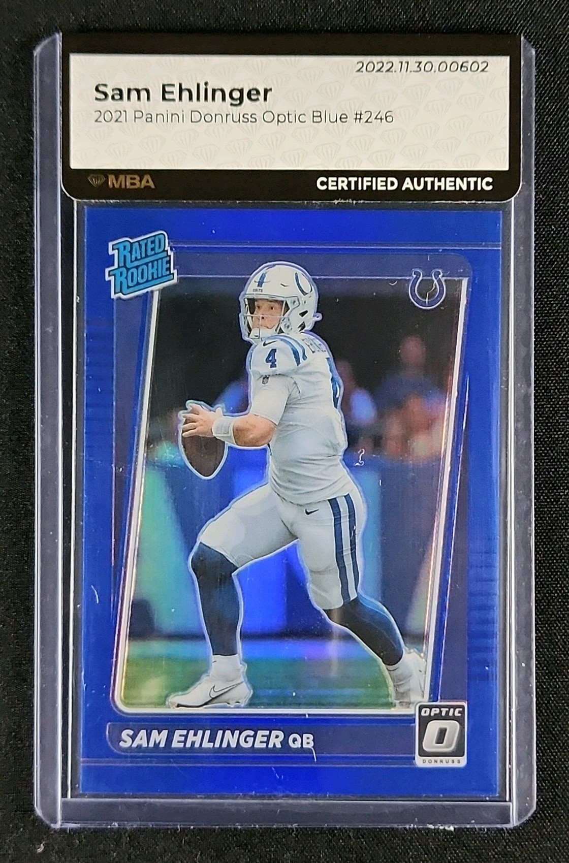 2021 Donruss Optic Blue Sam Ehlinger ROOKIE /179 #246 MBA AUTH