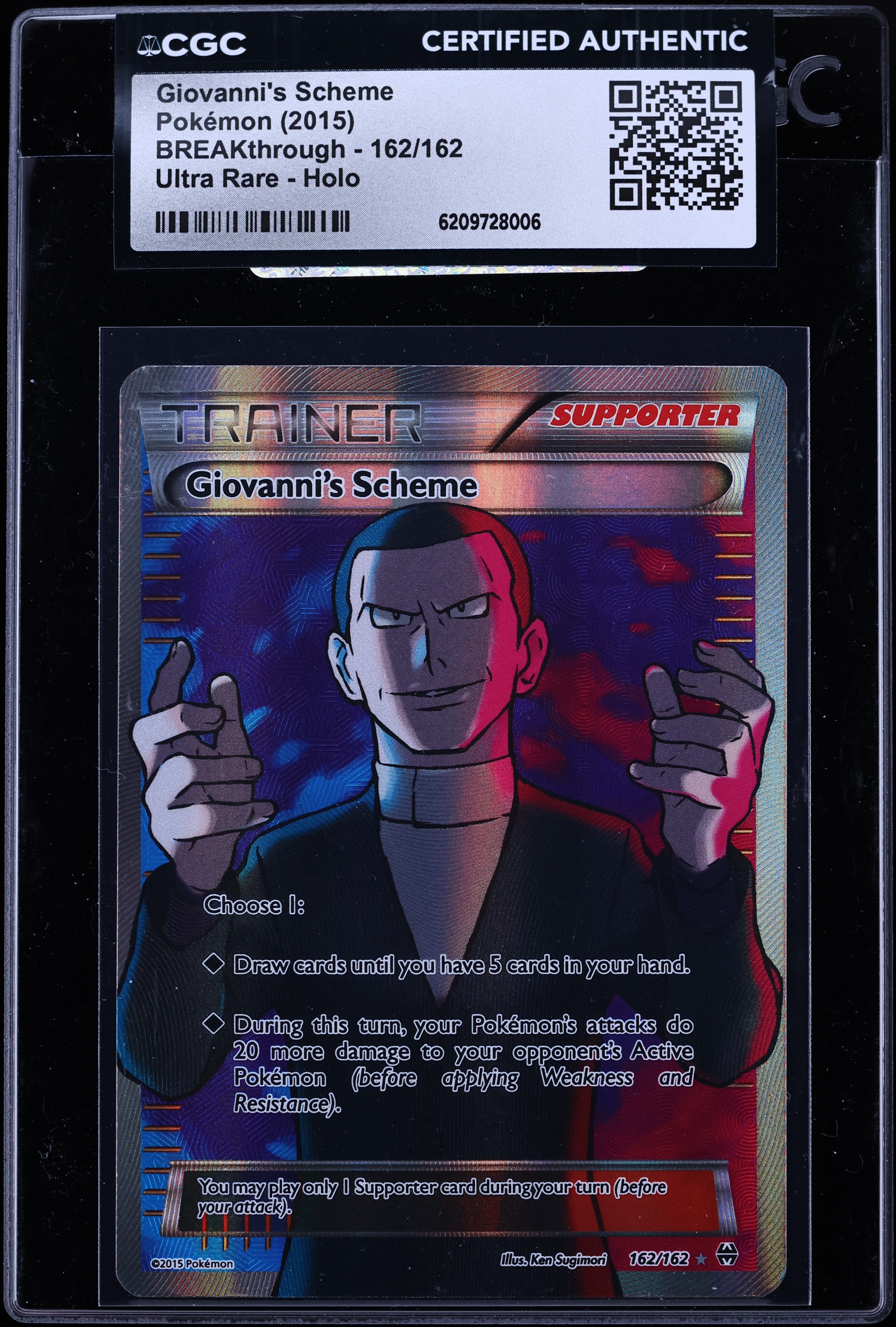 2015 Pokemon XY BREAKthrough Full Art Giovanni's Scheme #162 CGC AUTH