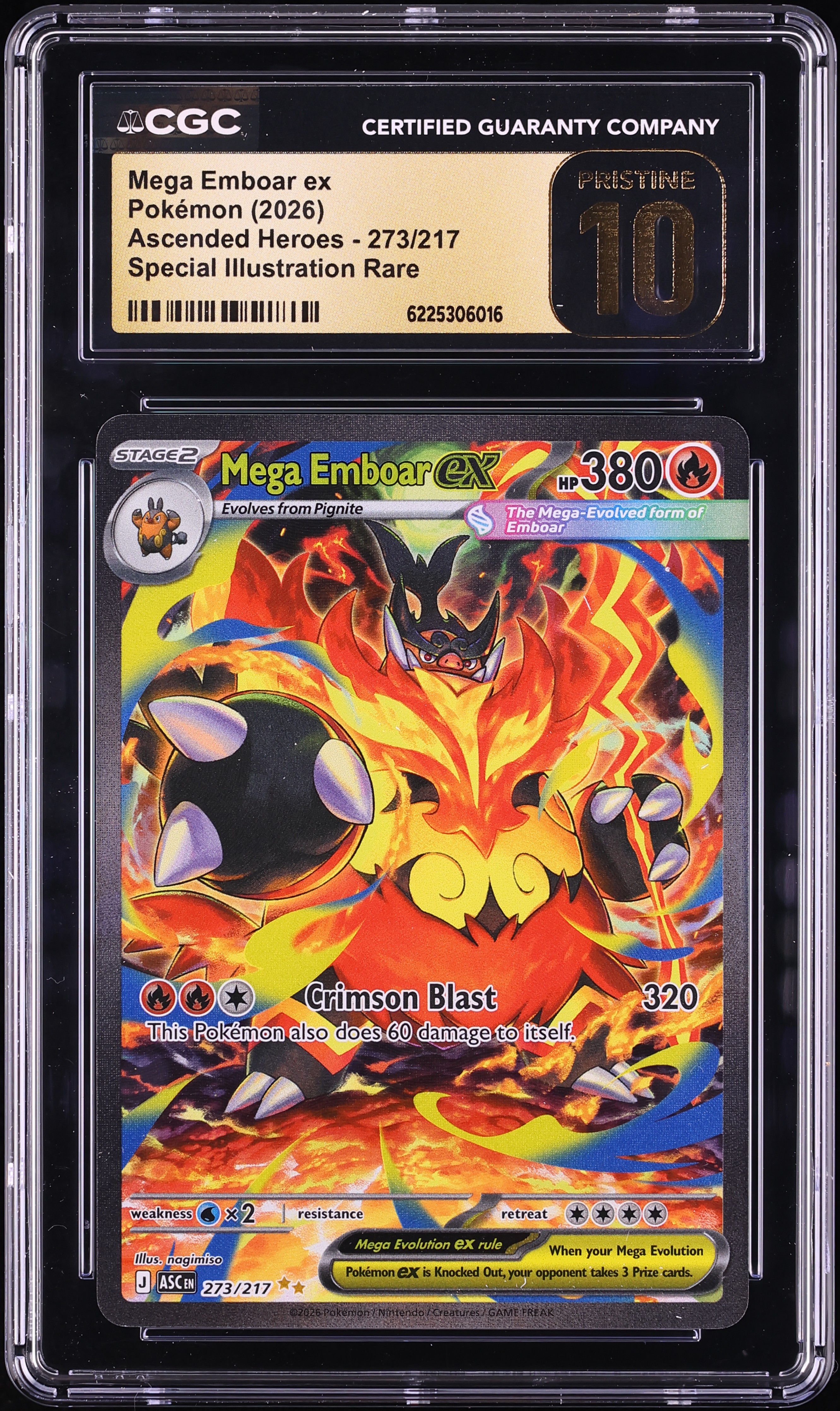 2026 Pokemon Mega Evolution Ascended Heroes SIR Mega Emboar Ex #273 CGC 10 PRISTINE
