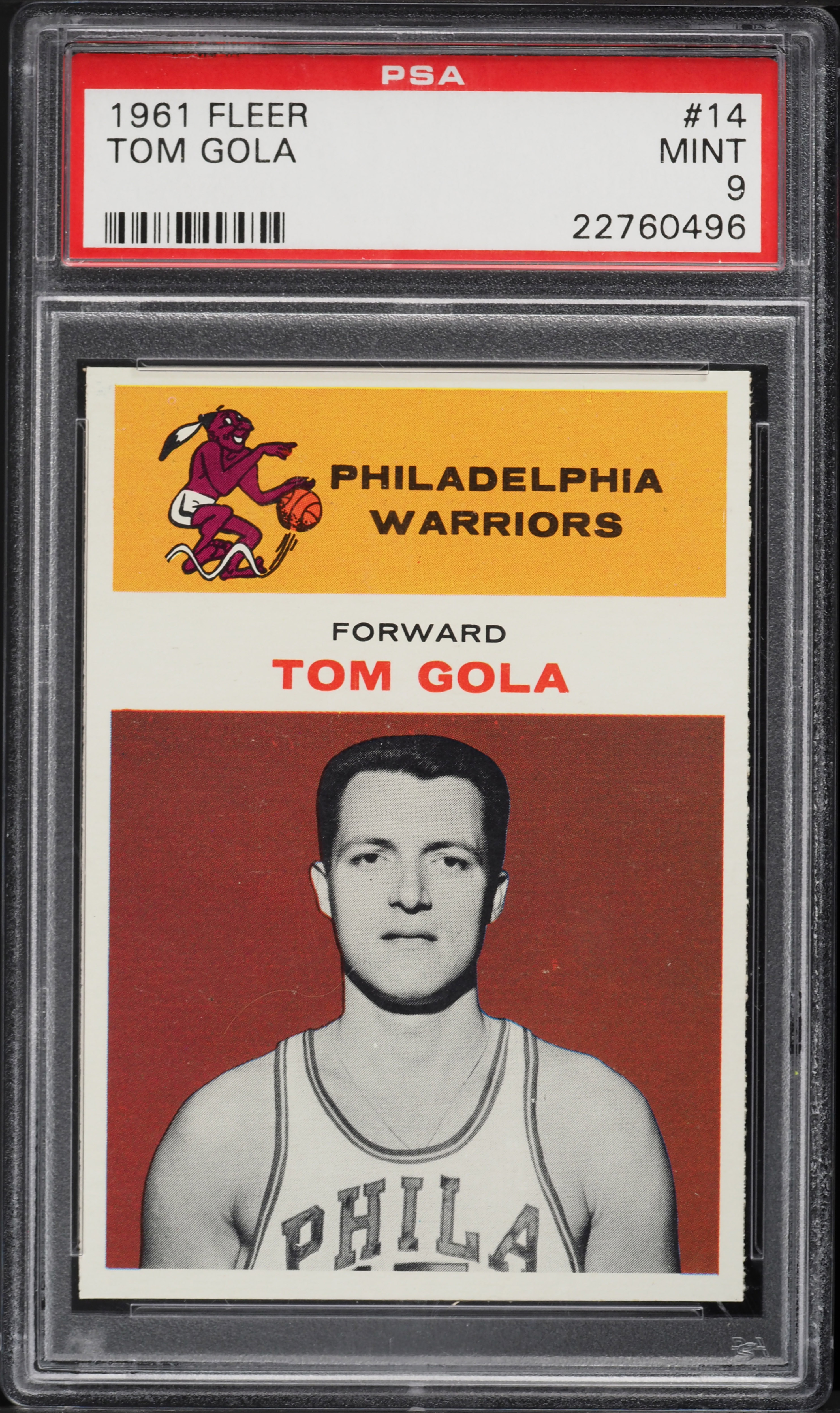 1961 Fleer Basketball Tom Gola #14 PSA 9 MINT