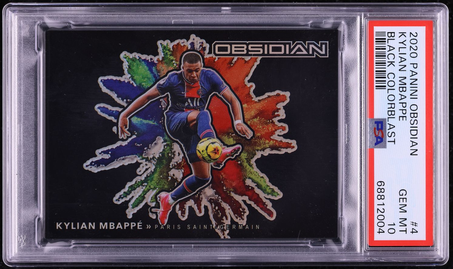 2020 Panini Obsidian Black Colorblast Kylian Mbappe #4 PSA 10 GEM MINT