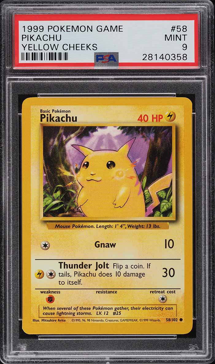 1999 Pokemon Base Set Yellow Cheeks Pikachu #58 PSA 9 MINT