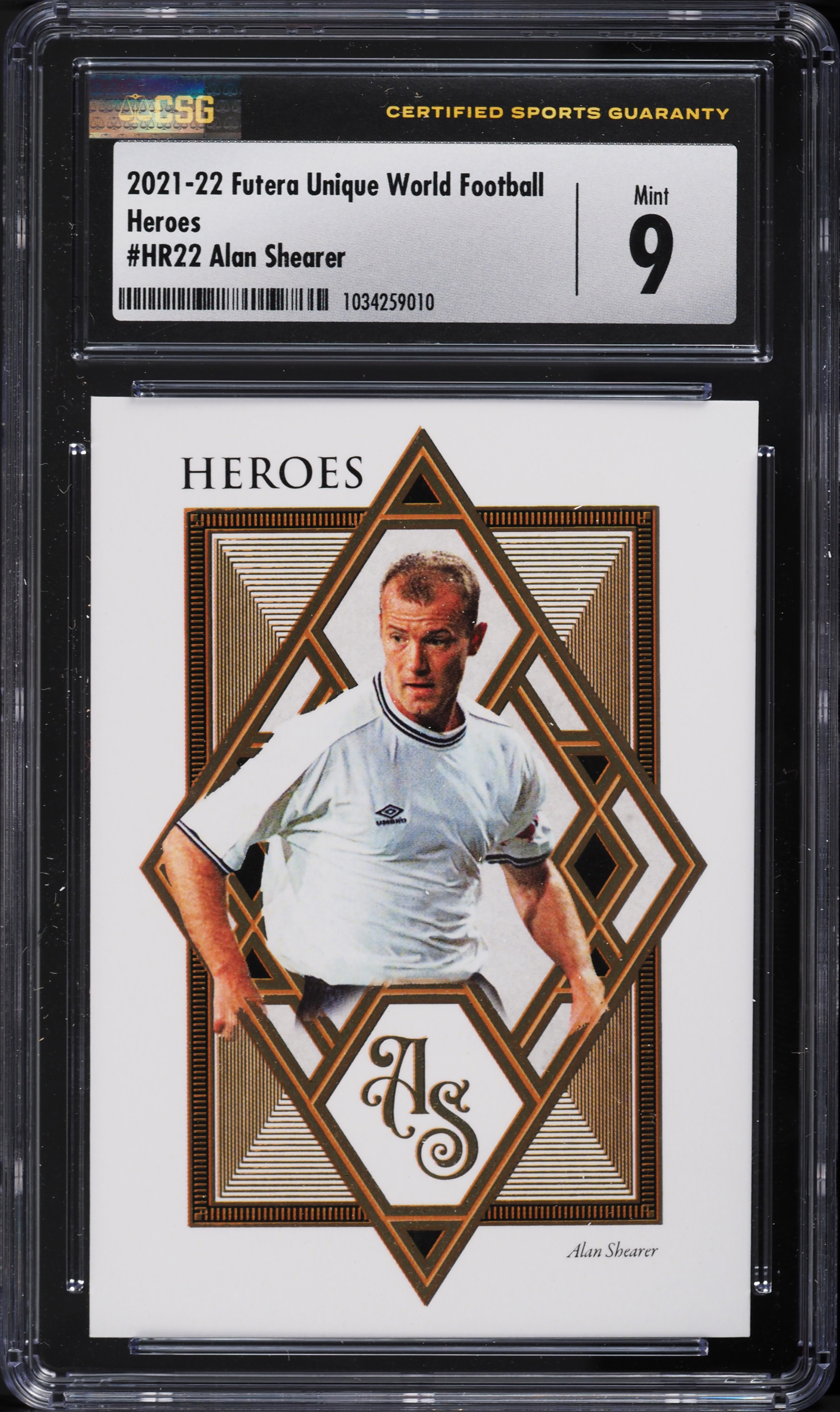 2021 Futera Unique World Football Heroes Alan Shearer /49 #HR22 CSG 9 MINT