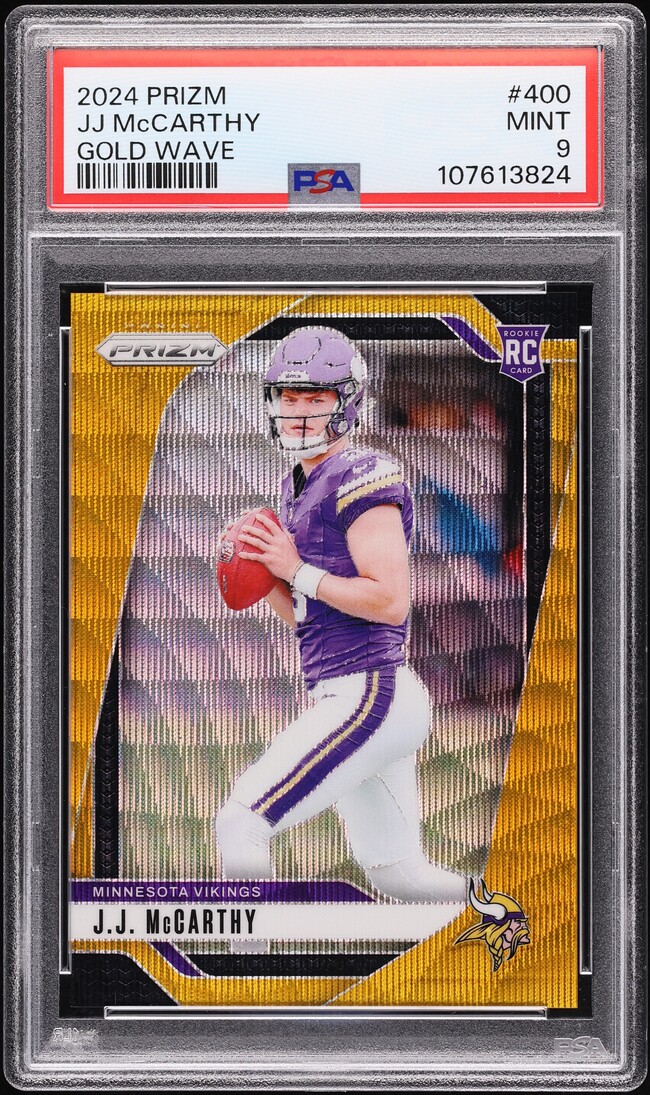 2024 Panini Prizm Gold Wave J.J. McCarthy ROOKIE 10/10 #400 PSA 9 MINT
