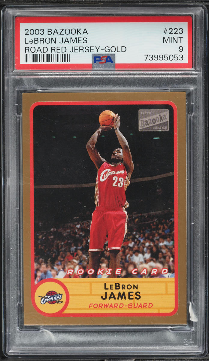 2003 Bazooka Road Red Jersey Gold LeBron James ROOKIE #223 PSA 9 MINT