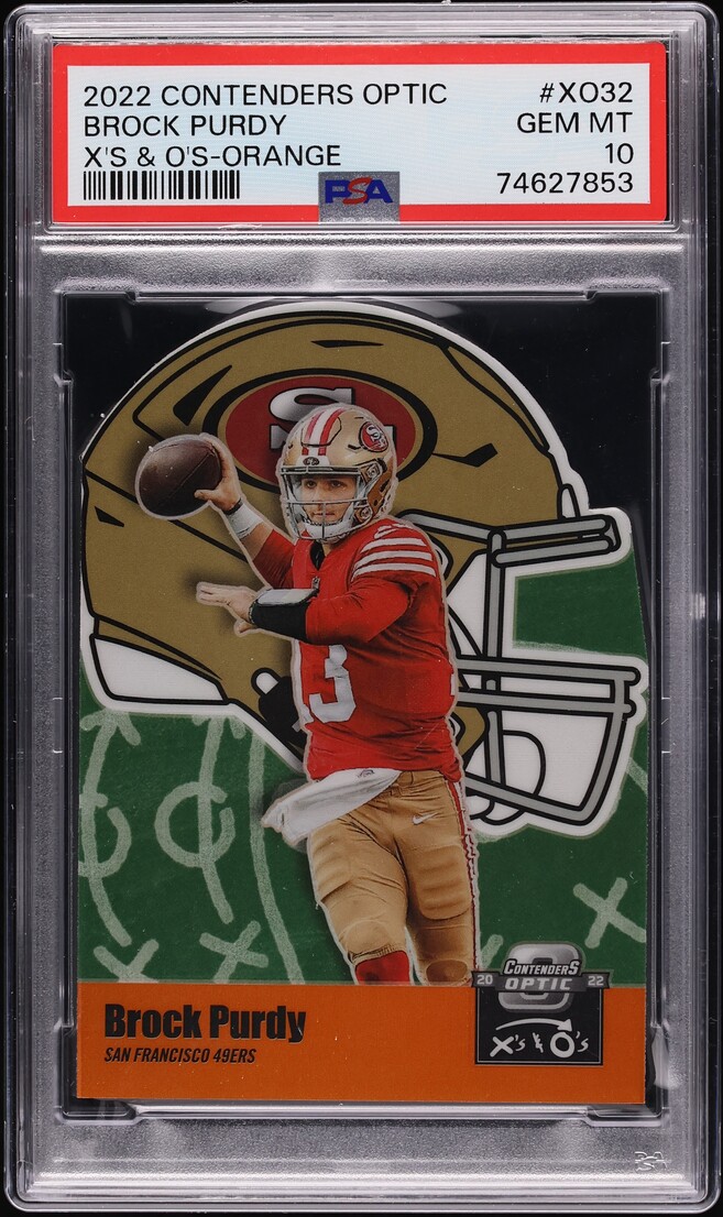 2022 Panini Contenders Optic X's & O's Orange Brock Purdy ROOKIE /50 PSA 10 GEM