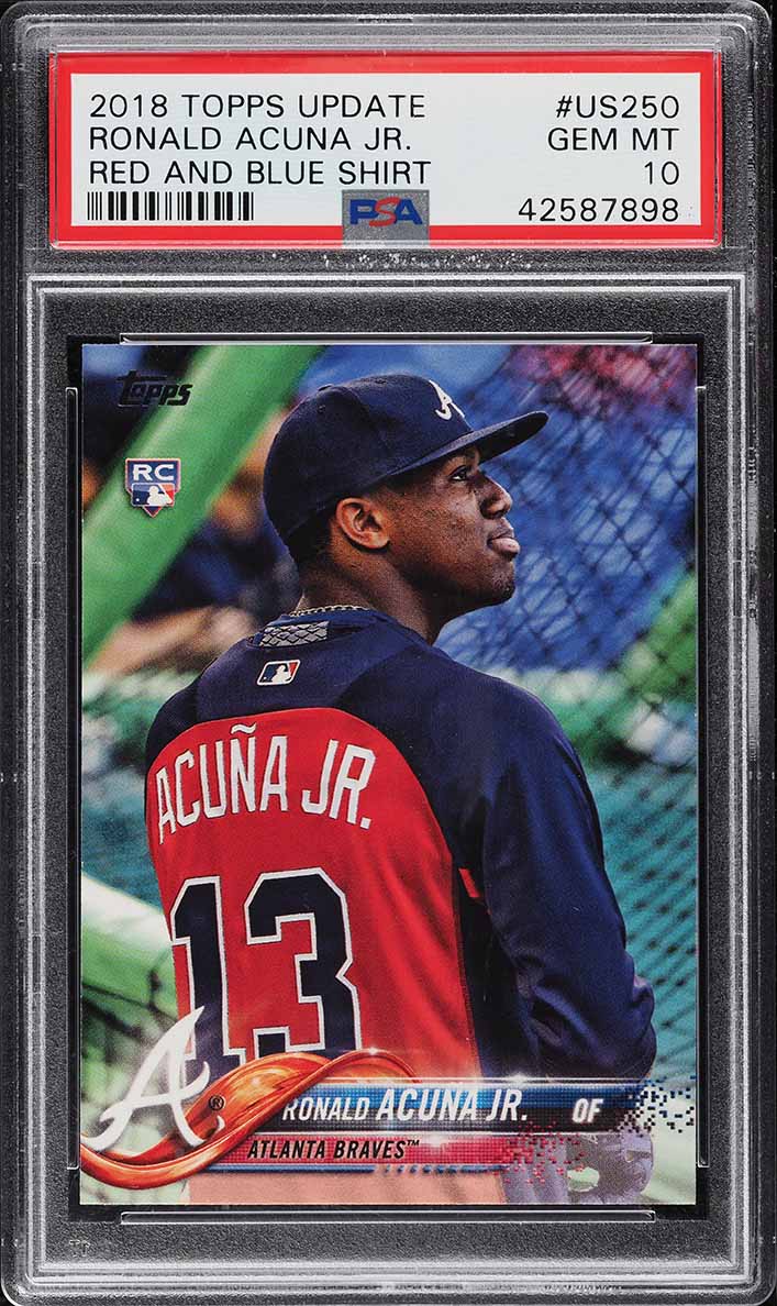 2018 Topps Update Red & Blue Shirt Ronald Acuna Jr. SP ROOKIE #US250 PSA 10 GEM