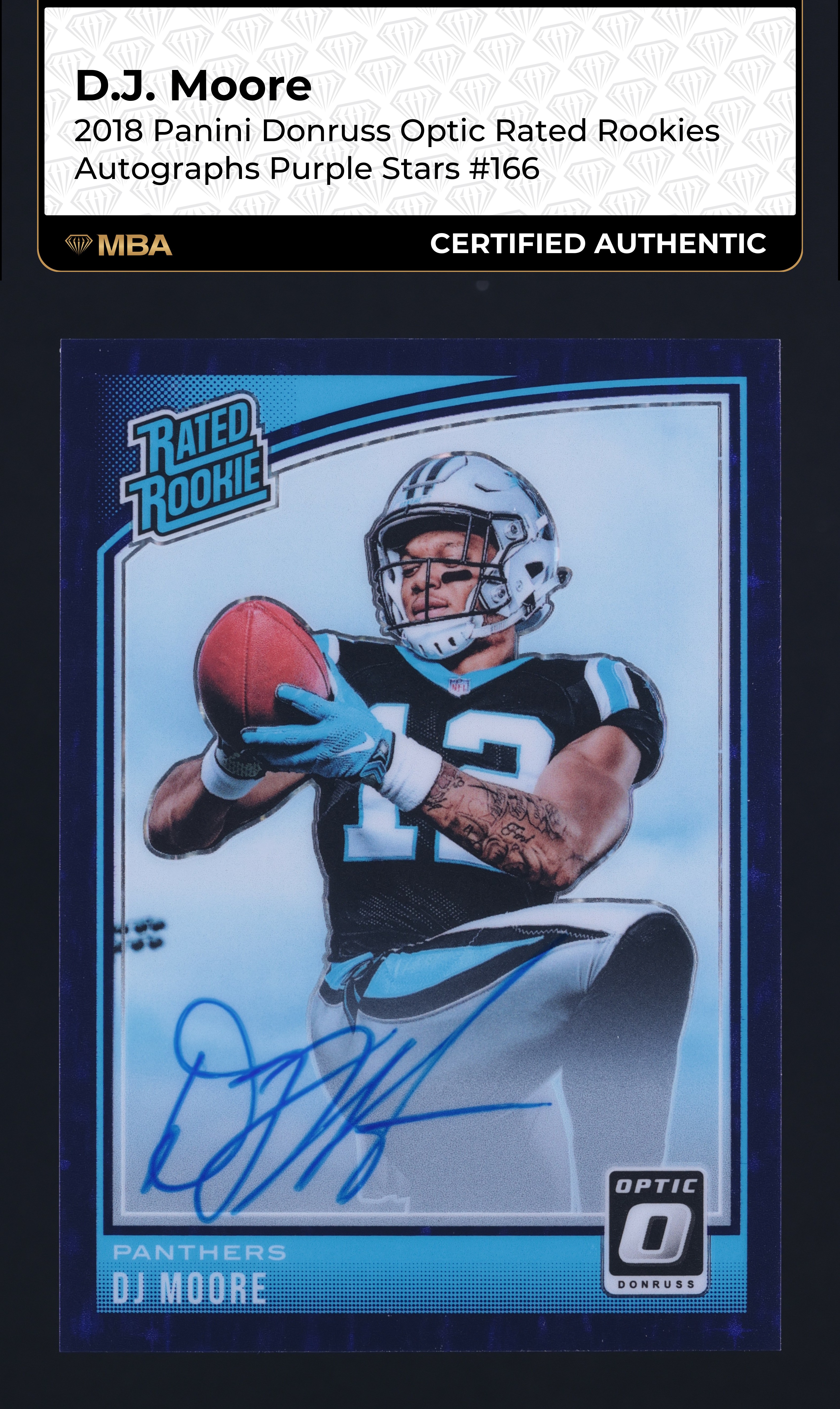 2018 Donruss Optic Purple Stars D.J. Moore ROOKIE AUTO /50 #166 MBA AUTH