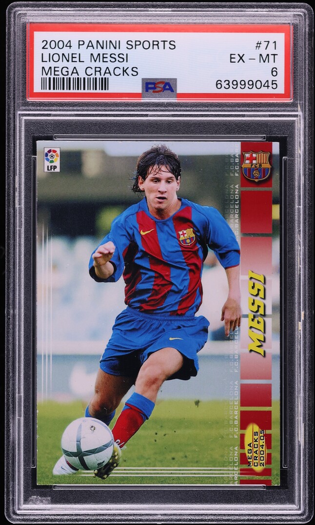 2004 Panini Sports Mega Cracks La Liga Lionel Messi ROOKIE #71 PSA 6 EXMT