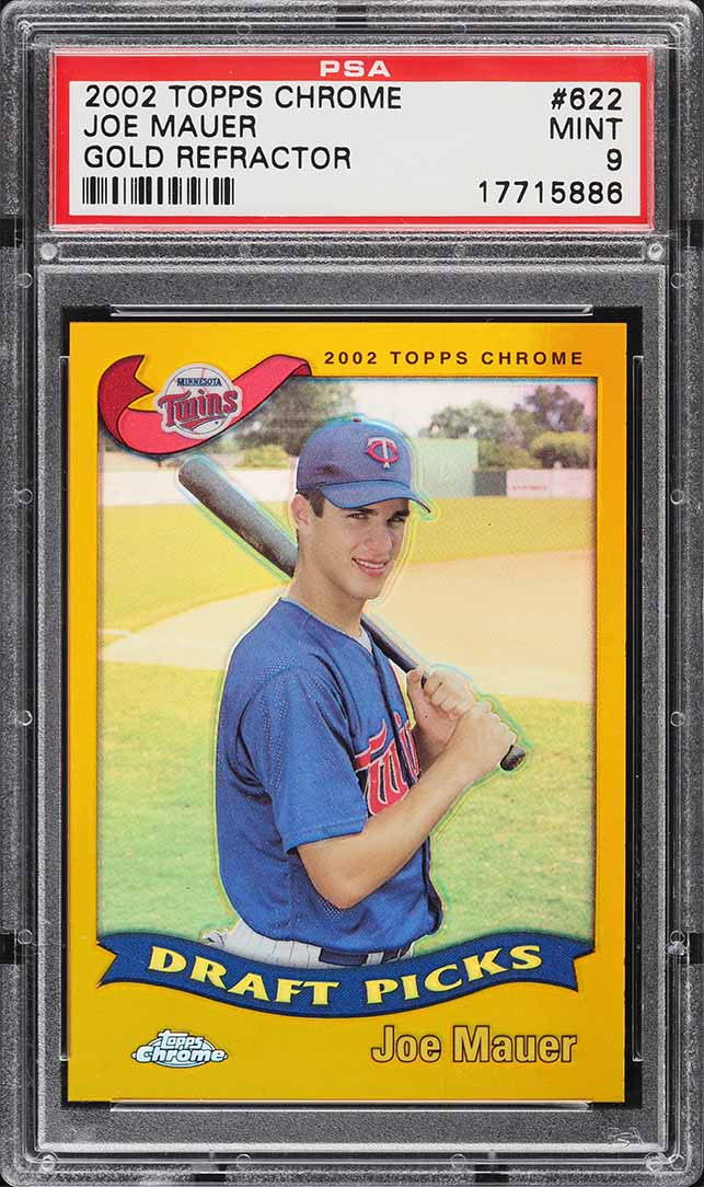 2002 Topps Chrome Gold Refractor Joe Mauer ROOKIE RC #622 PSA 9 MINT