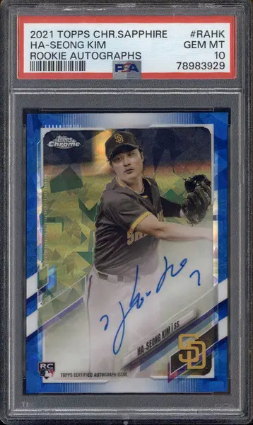 2021 Topps Chrome Sapphire Rookie Autograph #RAHK Ha-Seong Kim RC Auto PSA 10