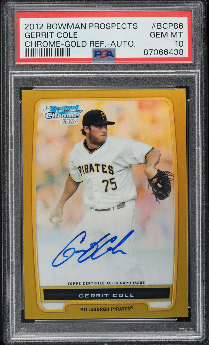 2012 Bowman Chrome Gold Refractor Gerrit Cole PROSPECT AUTO /50 PSA 10 GEM