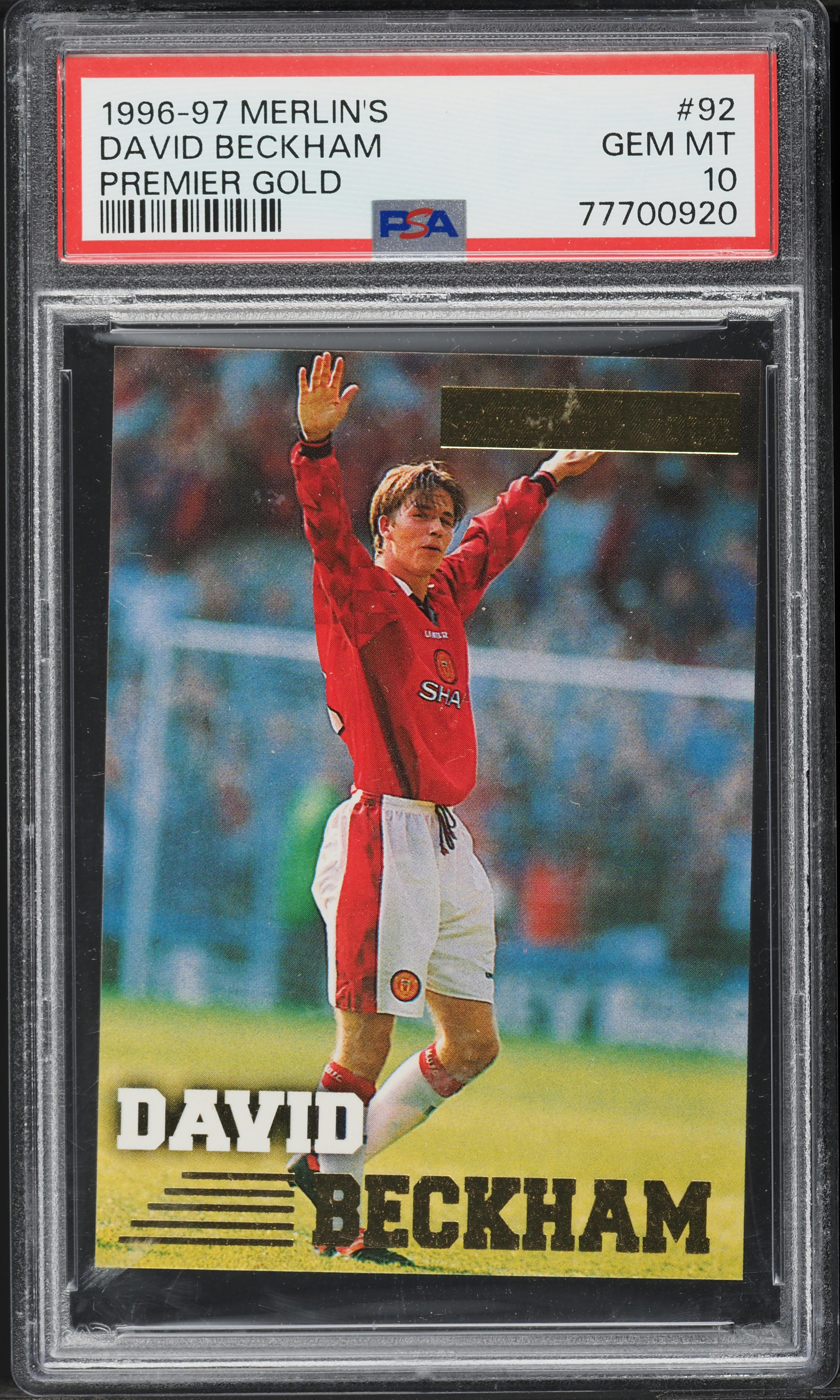 1996 Merlin's Premier Gold David Beckham ROOKIE #92 PSA 10 GEM MINT