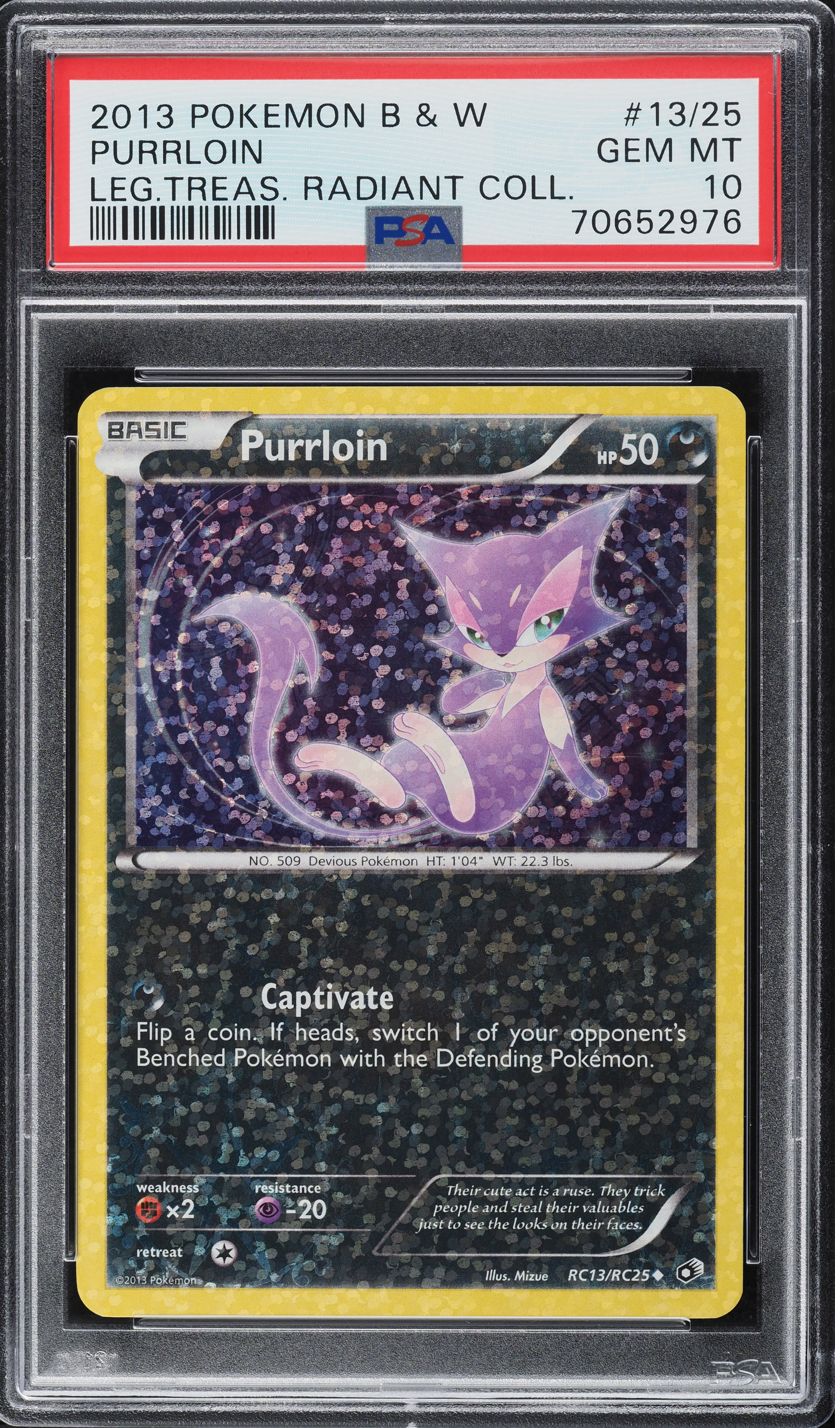 2013 Pokemon BW Legendary Treasures Radiant Collection Purrloin #13 PSA 10 GEM