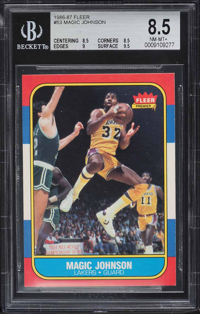 1986 Fleer Basketball Magic Johnson #53 BGS 8.5 NM-MT+