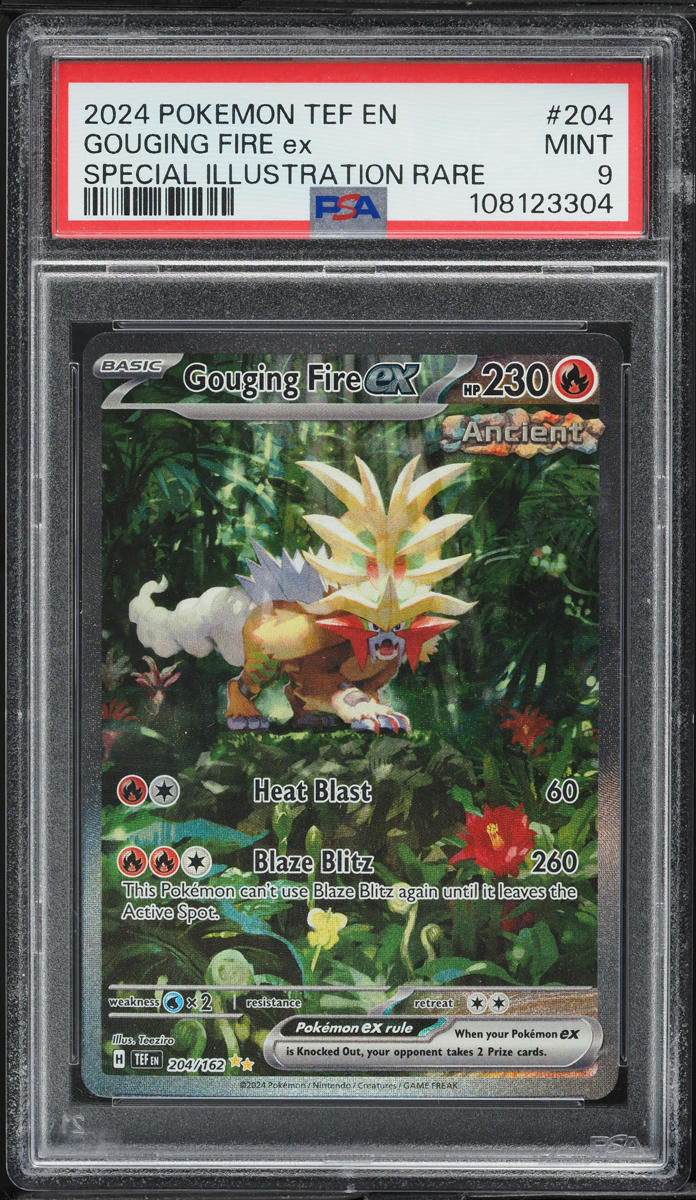 2024 Pokemon SV Temporal Forces SIR Gouging Fire ex #204 PSA 9 MINT