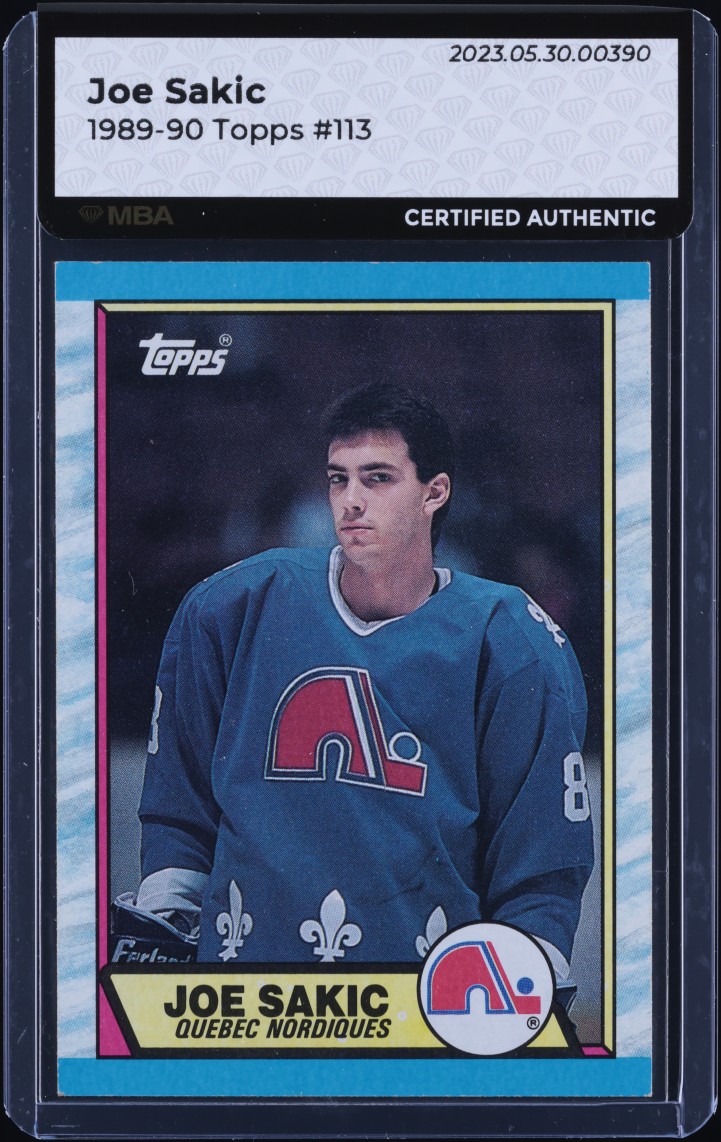 1989 Topps Hockey Joe Sakic ROOKIE #113 MBA AUTH
