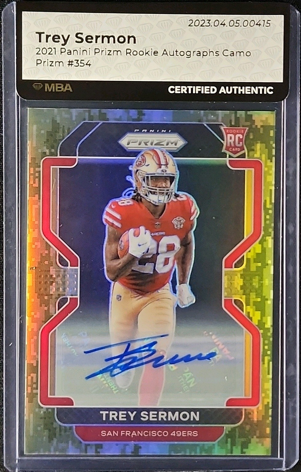 2021 Panini Prizm Camo Trey Sermon ROOKIE AUTO /25 #354 MBA AUTH