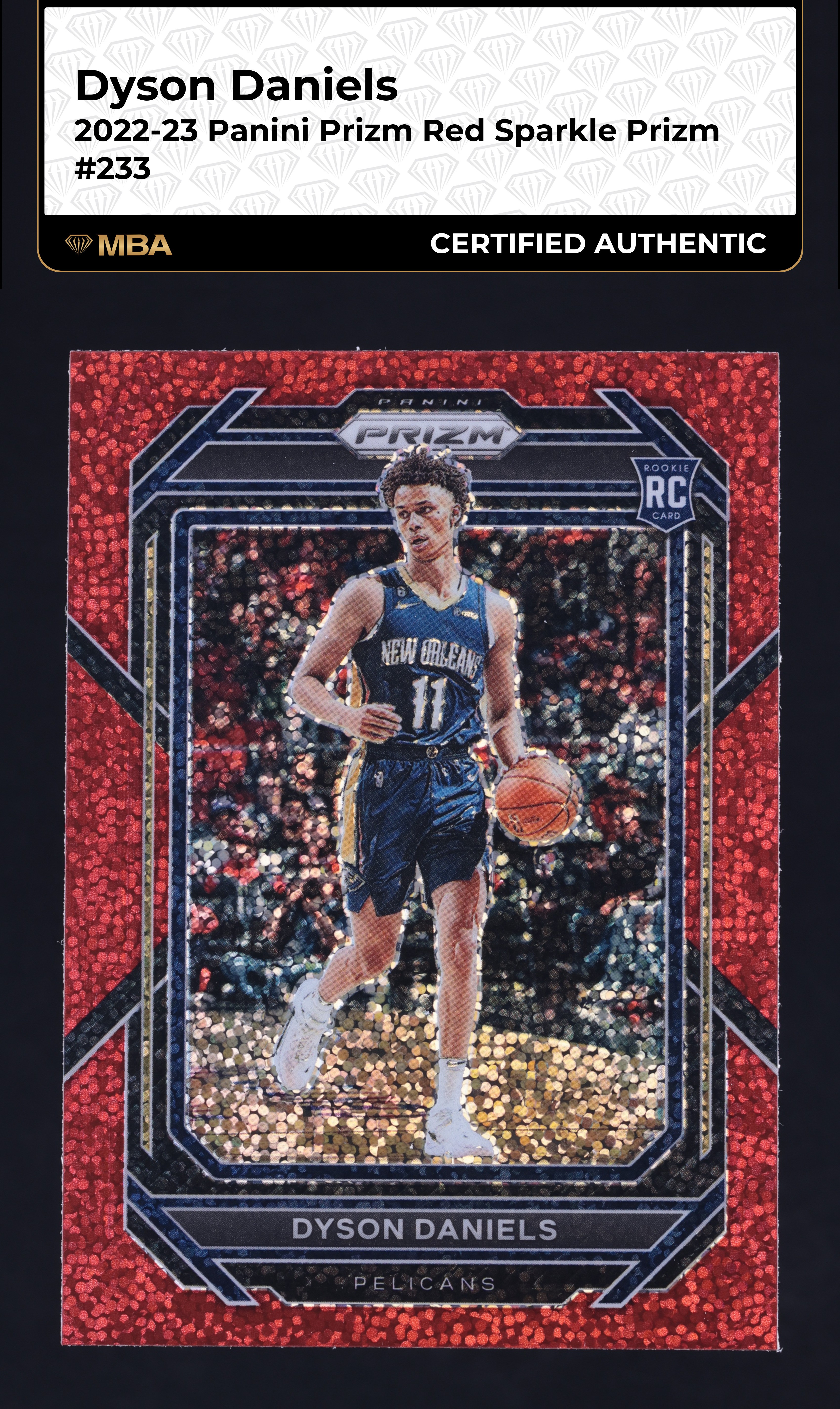2022 Panini Prizm Red Sparkle Dyson Daniels ROOKIE #233 MBA AUTH