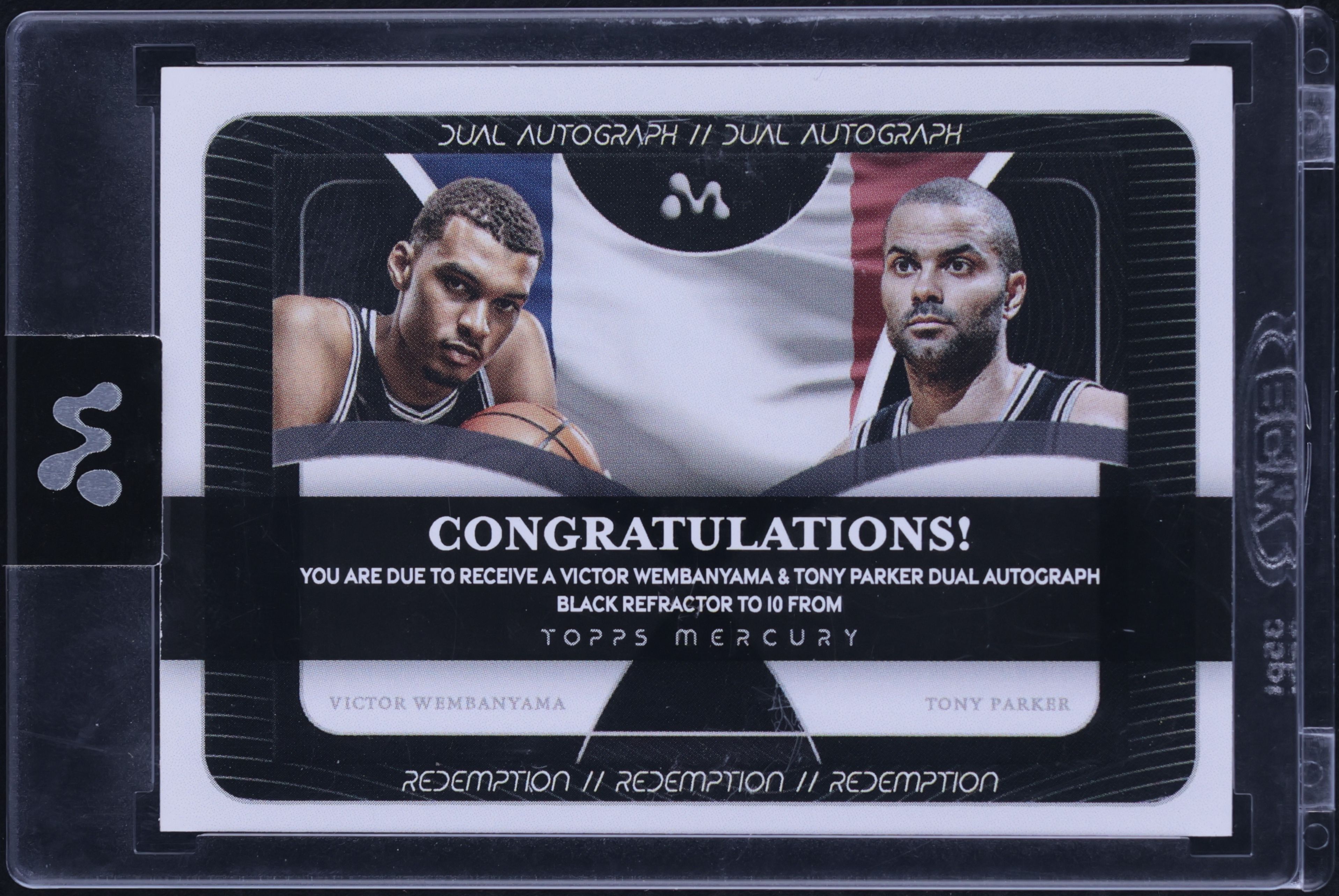 2023 Topps Mercury Redemption Black Victor Wembanyama & Tony Parker RC AUTO /10