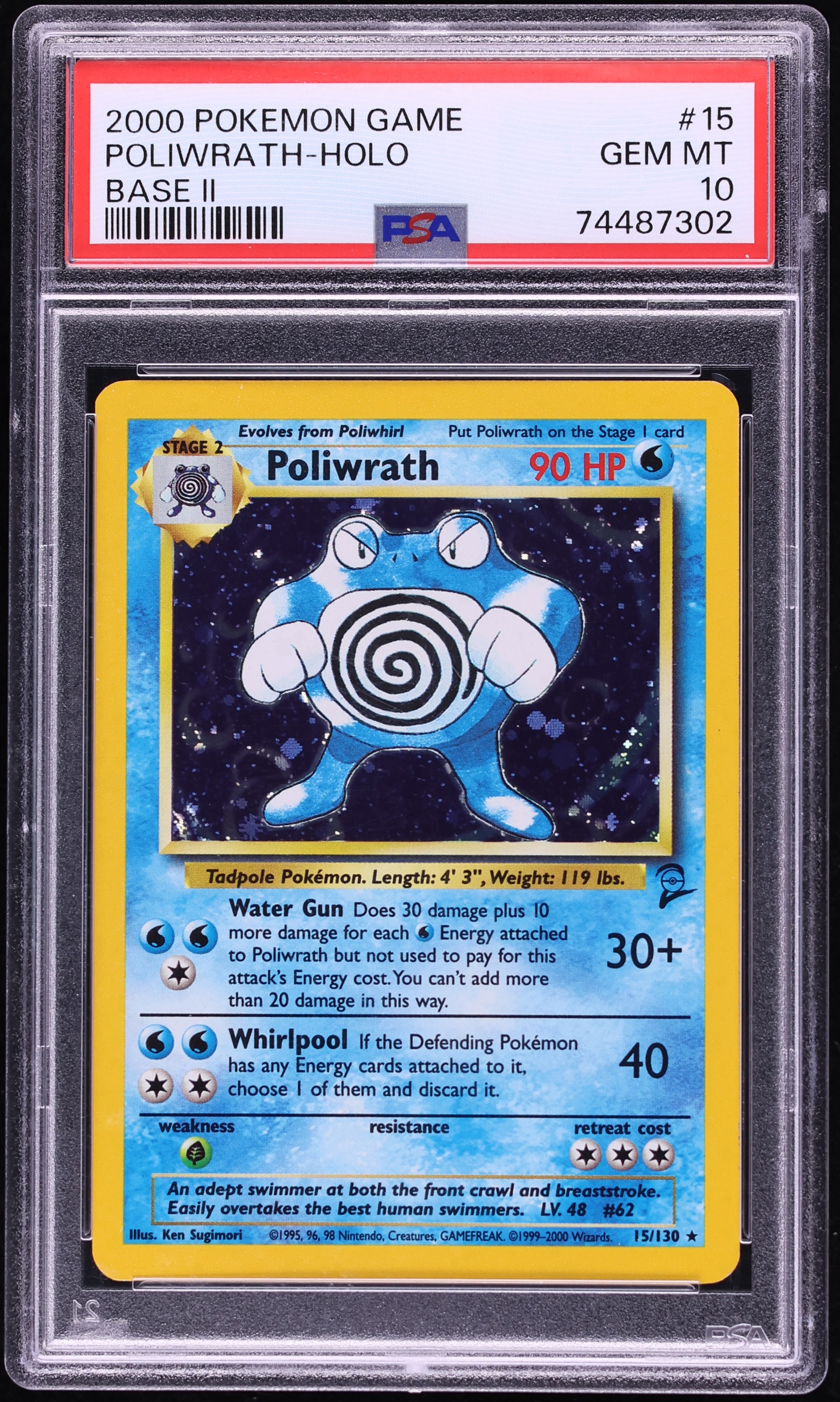 2000 Pokemon Base Set 2 Holo Poliwrath #15 PSA 10 GEM MINT