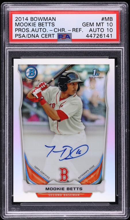 2014 Bowman Chrome Refractor Mookie Betts AUTO DNA 10 /500 #MB PSA 10 GEM MINT