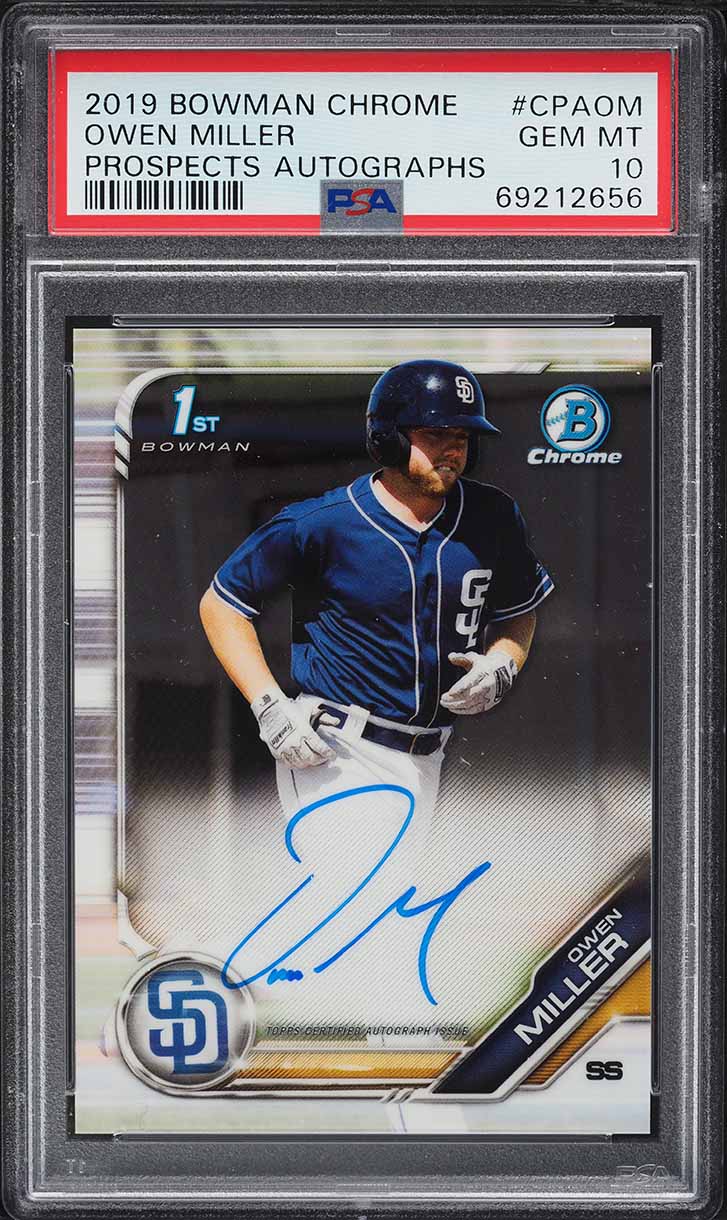 2019 Bowman Chrome Prospects Owen Miller ROOKIE AUTO #CPA-OM PSA 10 GEM MINT