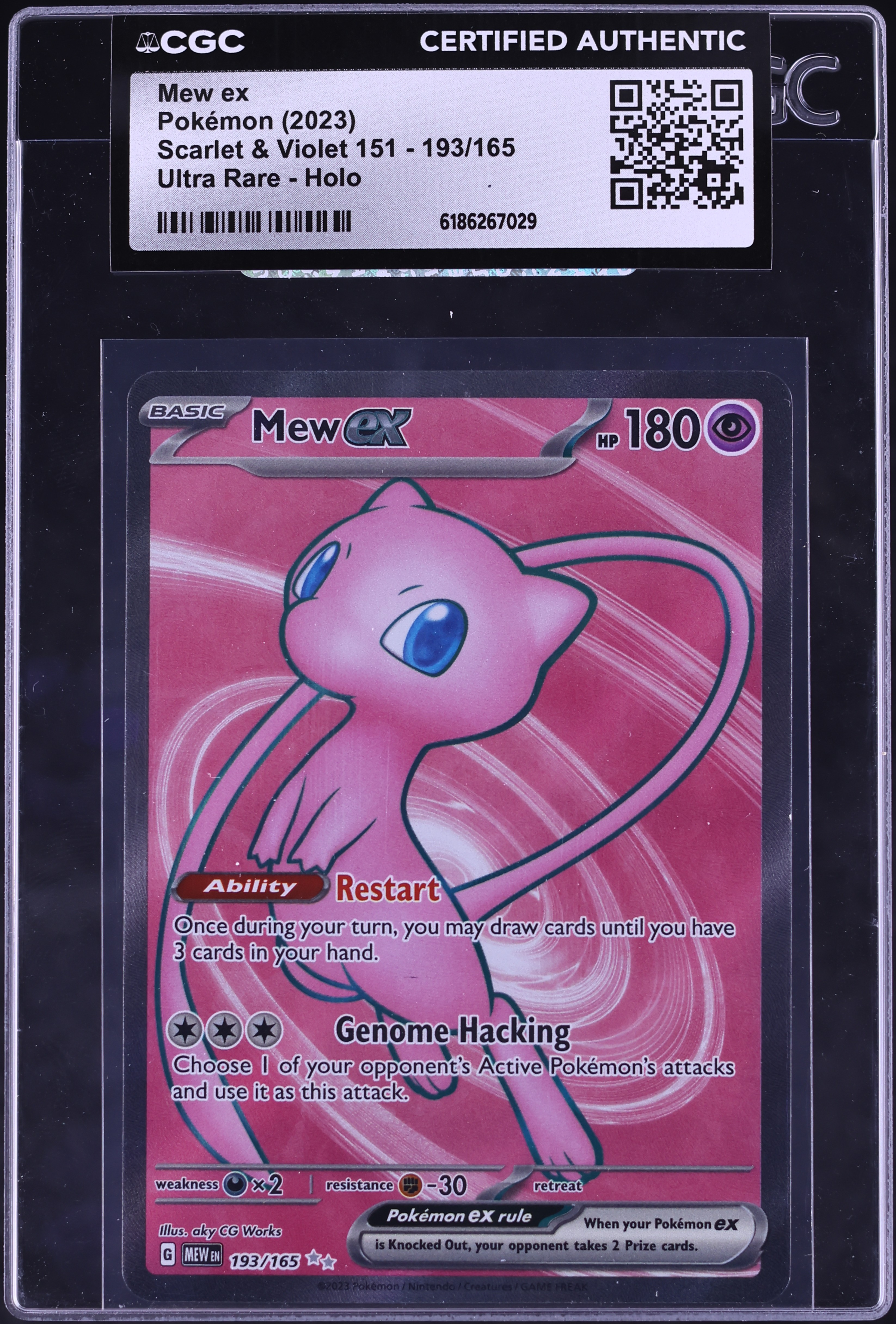 2023 Pokemon Scarlet & Violet 151 Full Art Mew Ex #193 CGC AUTH