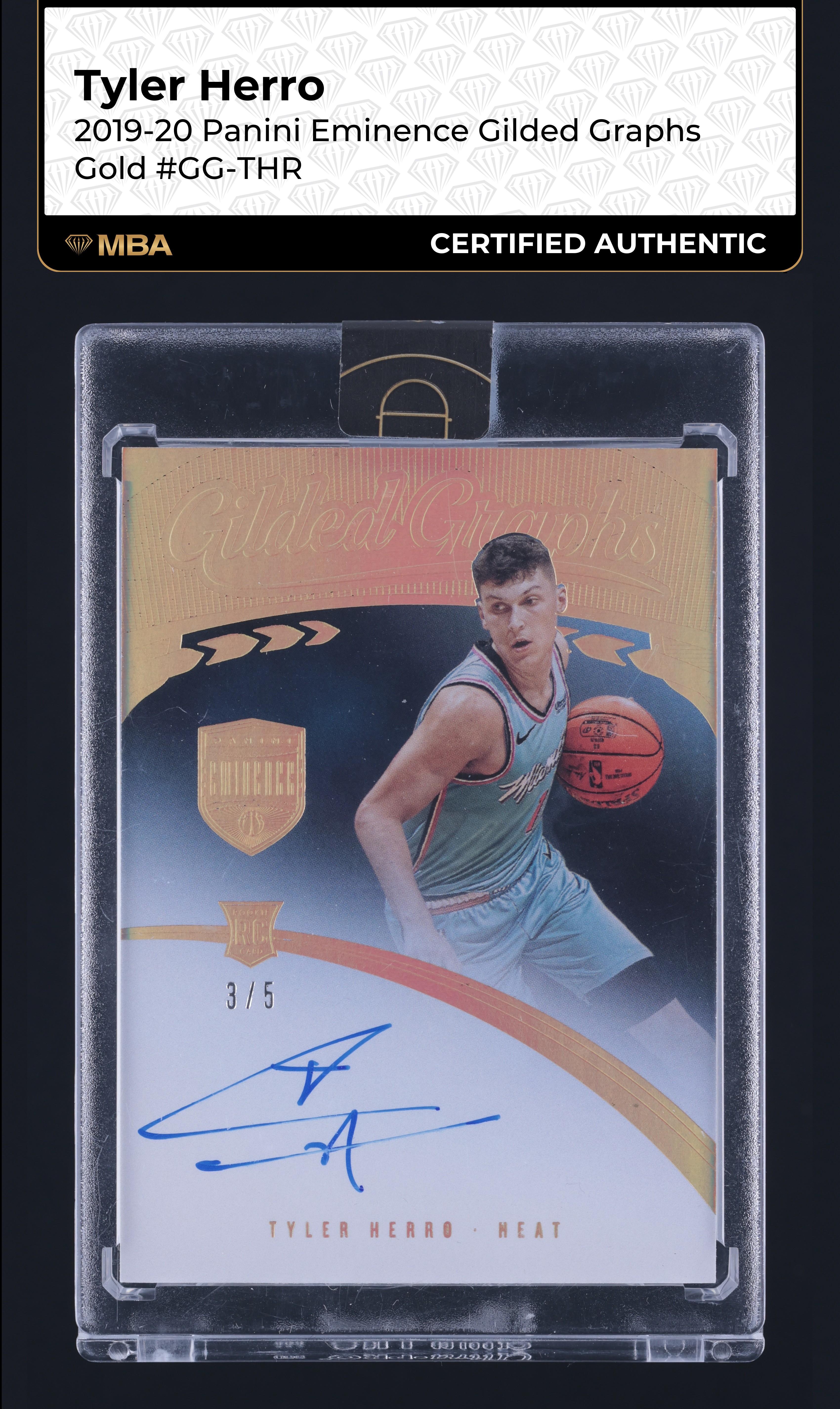 2019 Panini Eminence Gilded Graphs Gold Tyler Herro ROOKIE AUTO /5 MBA AUTH