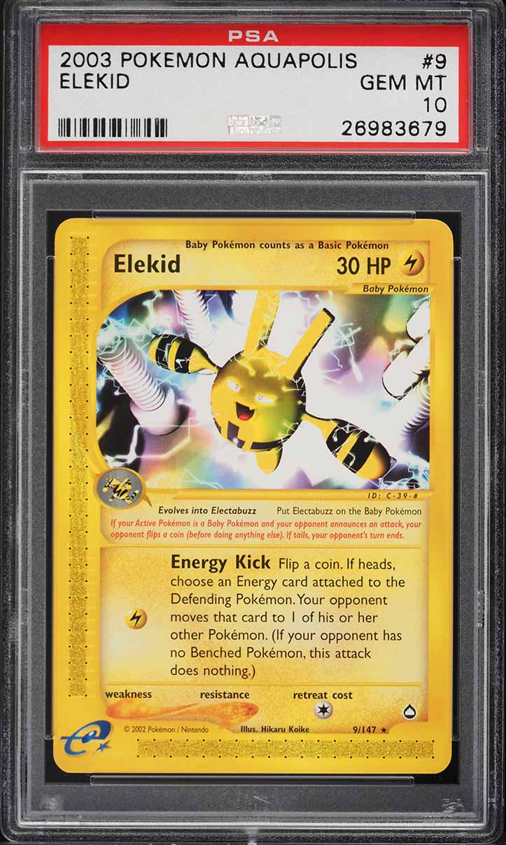 2003 Pokemon Aquapolis Elekid #9 PSA 10 GEM MINT