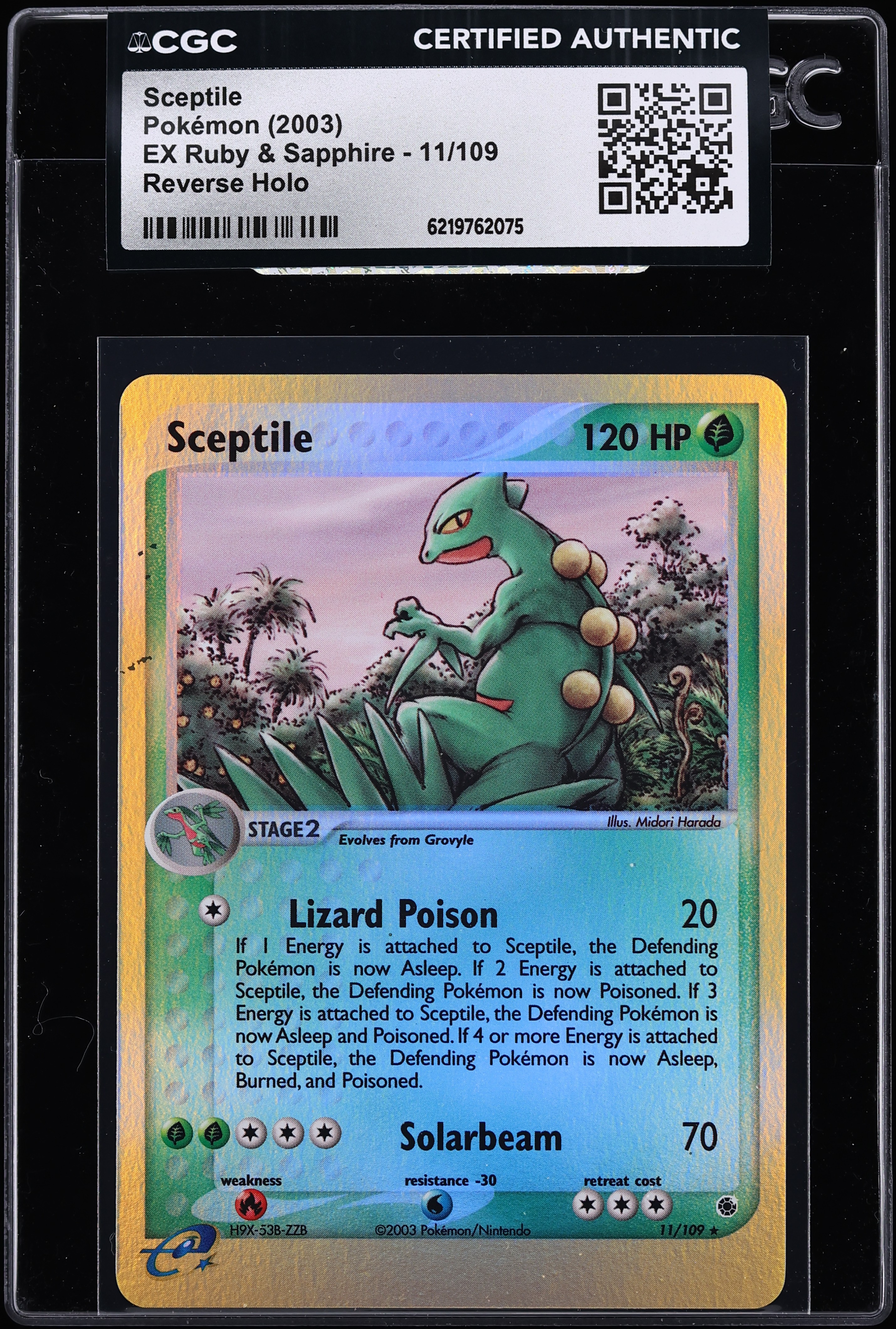 2003 Pokemon EX Ruby & Sapphire Reverse Holo Sceptile #11 CGC AUTH