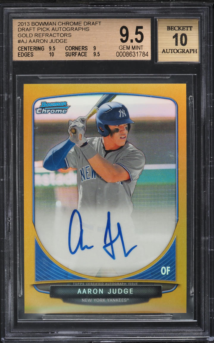 2013 Bowman Chrome Draft Gold Refractor Aaron Judge PROSPECT AUTO /50 BGS 9.5