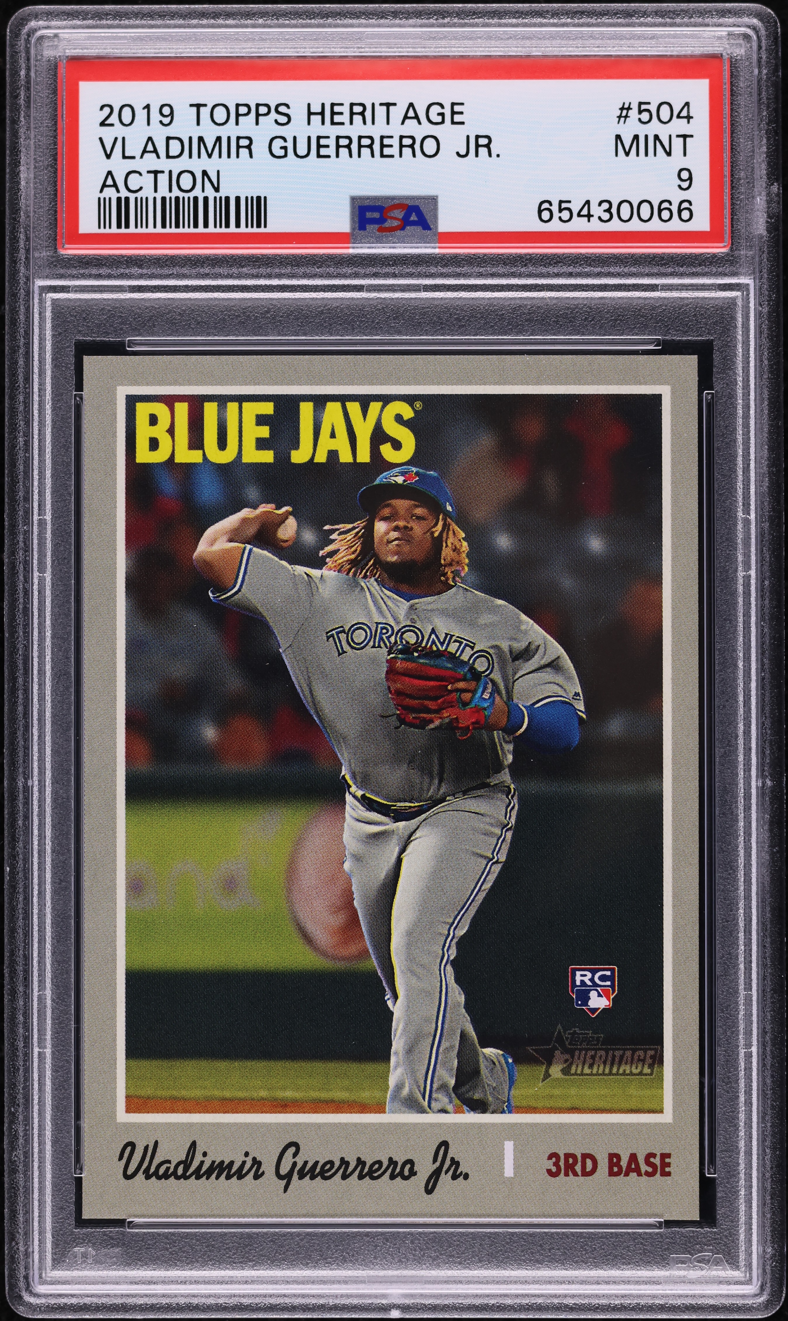 2019 Topps Heritage Action Vladimir Guerrero Jr. ROOKIE #504 PSA 9 MINT