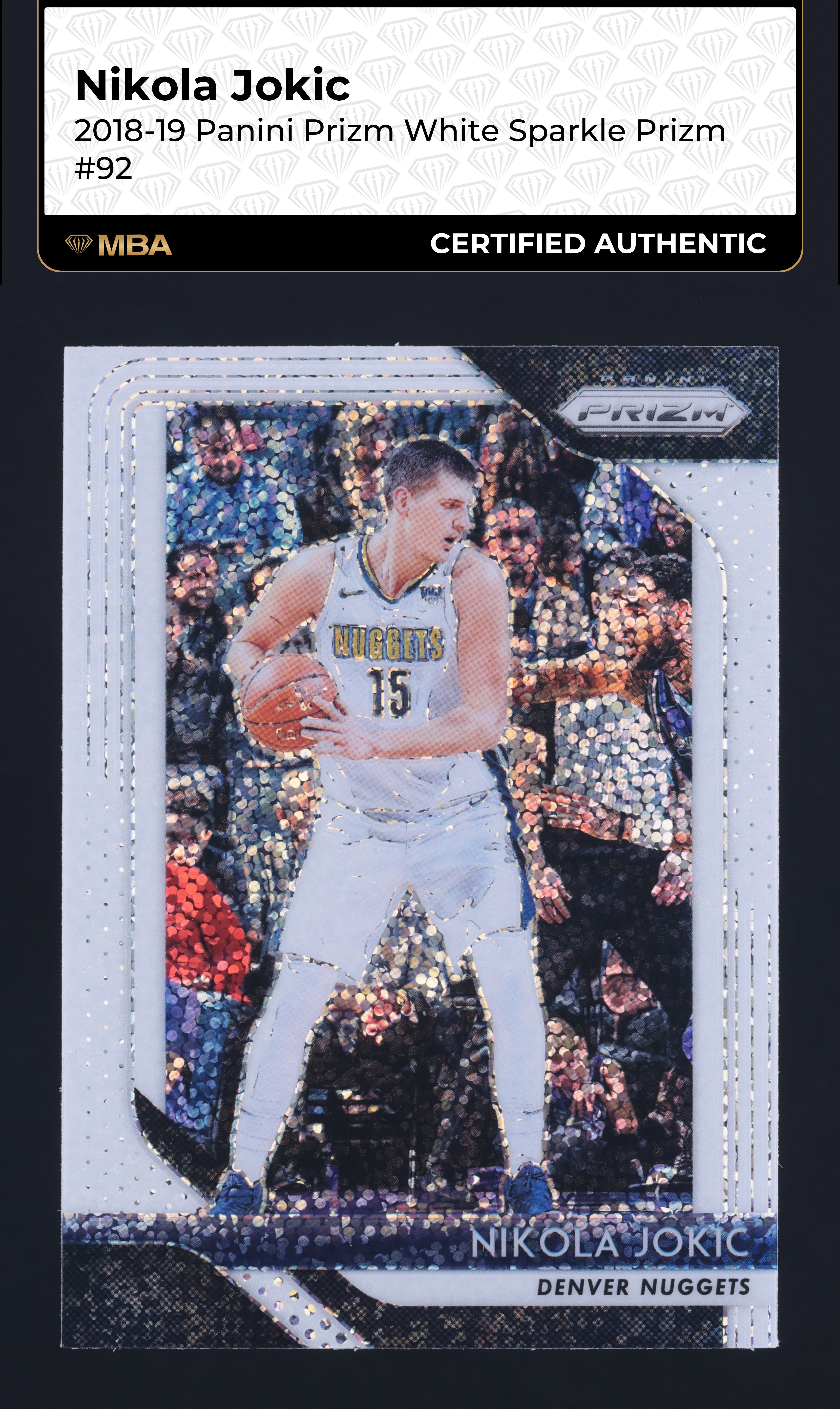 2018 Panini Prizm White Sparkle Nikola Jokic #92 MBA AUTH