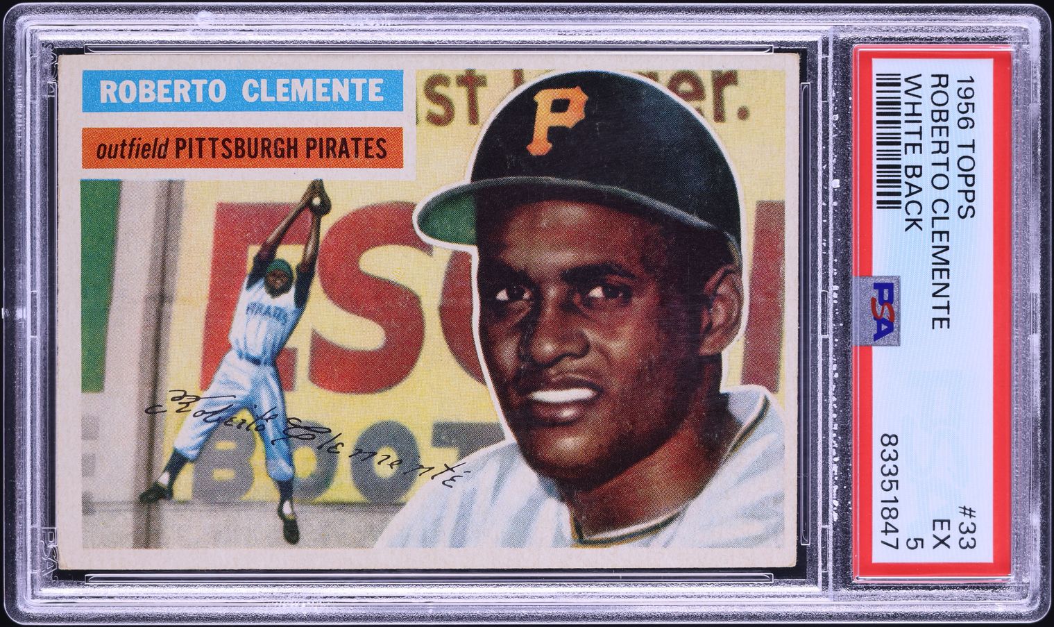 1956 Topps Roberto Clemente WHITE BACK #33 PSA 5 EX