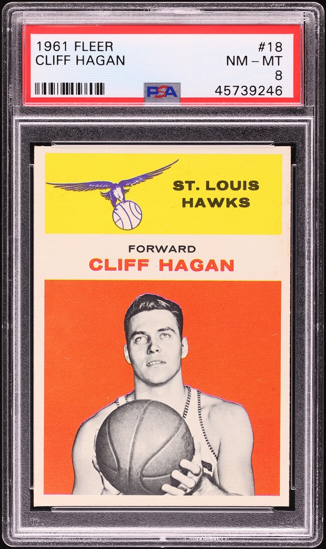 1961 Fleer Basketball Cliff Hagan #18 PSA 8 NM-MT