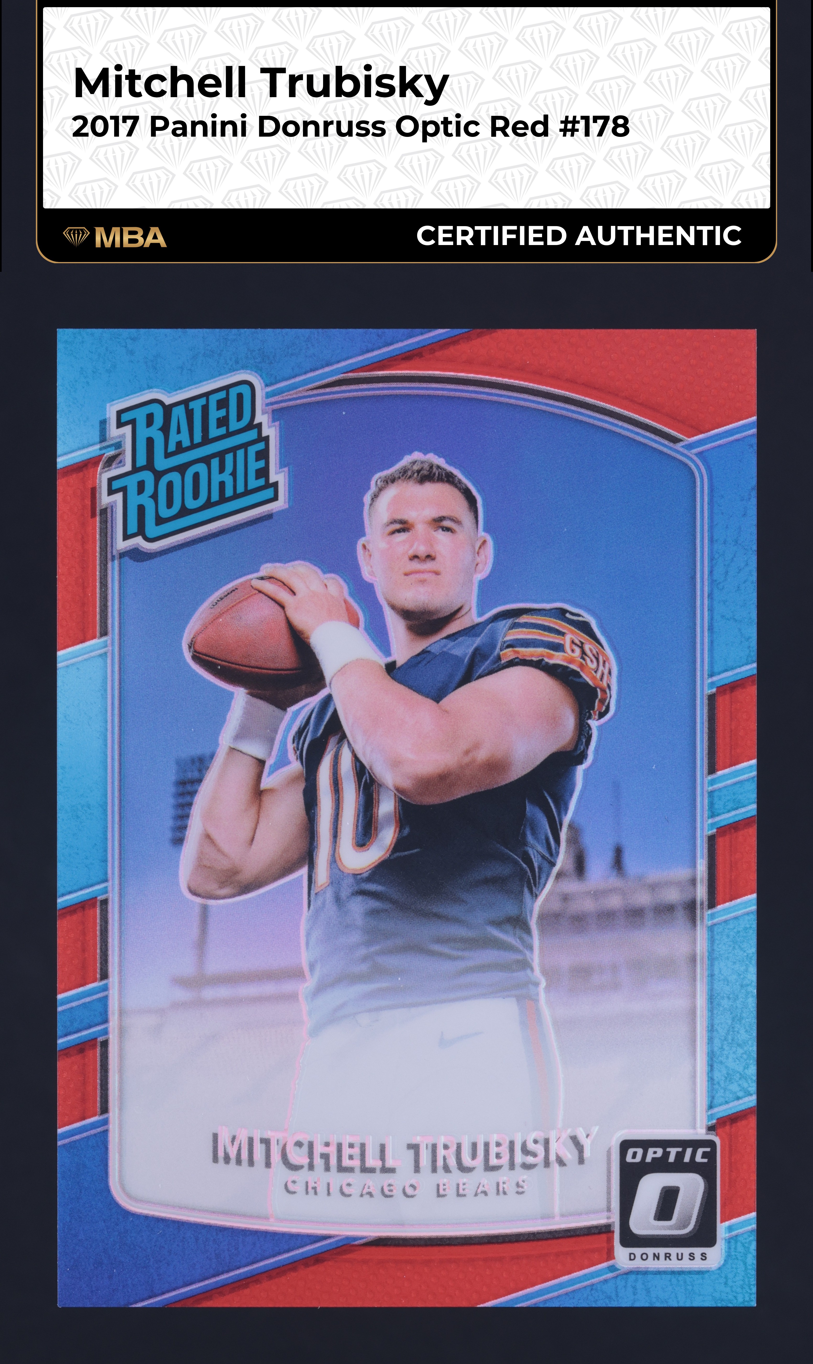 2017 Donruss Optic Red Mitchell Trubisky ROOKIE /99 #178 MBA AUTH