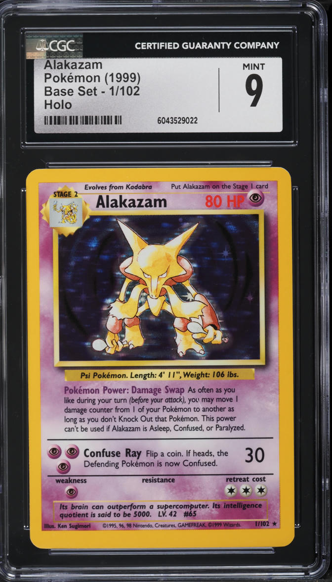 1999 Pokemon Base Set Holo Alakazam #1 CGC 9 MINT