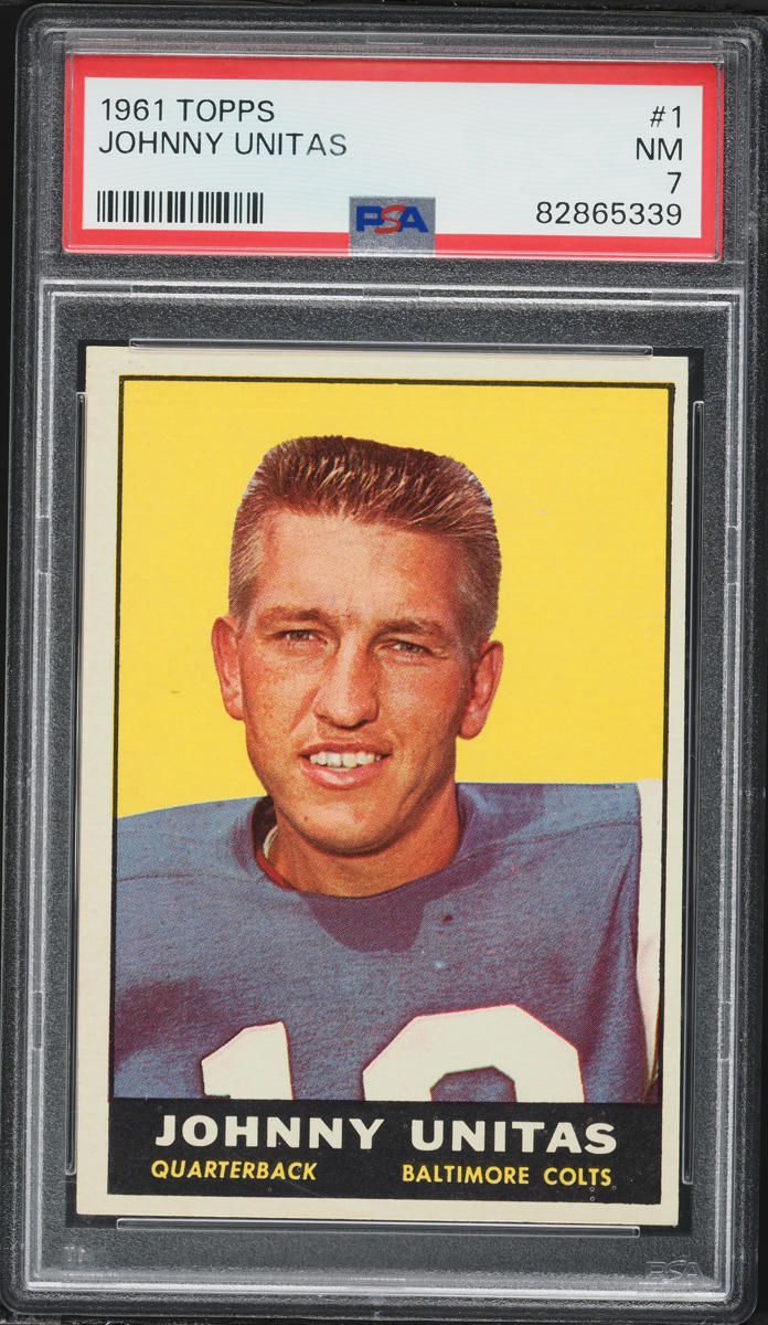 1961 Topps Football Johnny Unitas #1 PSA 7 NRMT